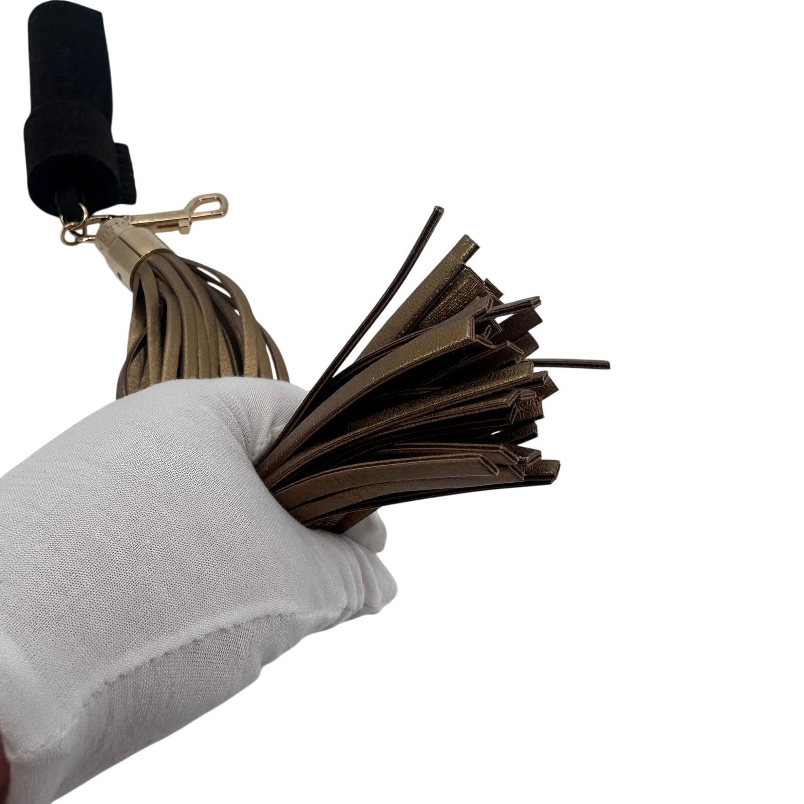 Louis Vuitton LV Tassel Bag Charm Clip Keychain Brown Gold