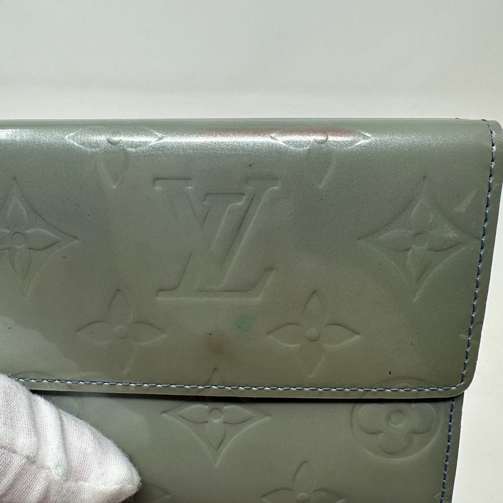 Louis Vuitton LV Vernis Monogram Elise Wallet Light Blue