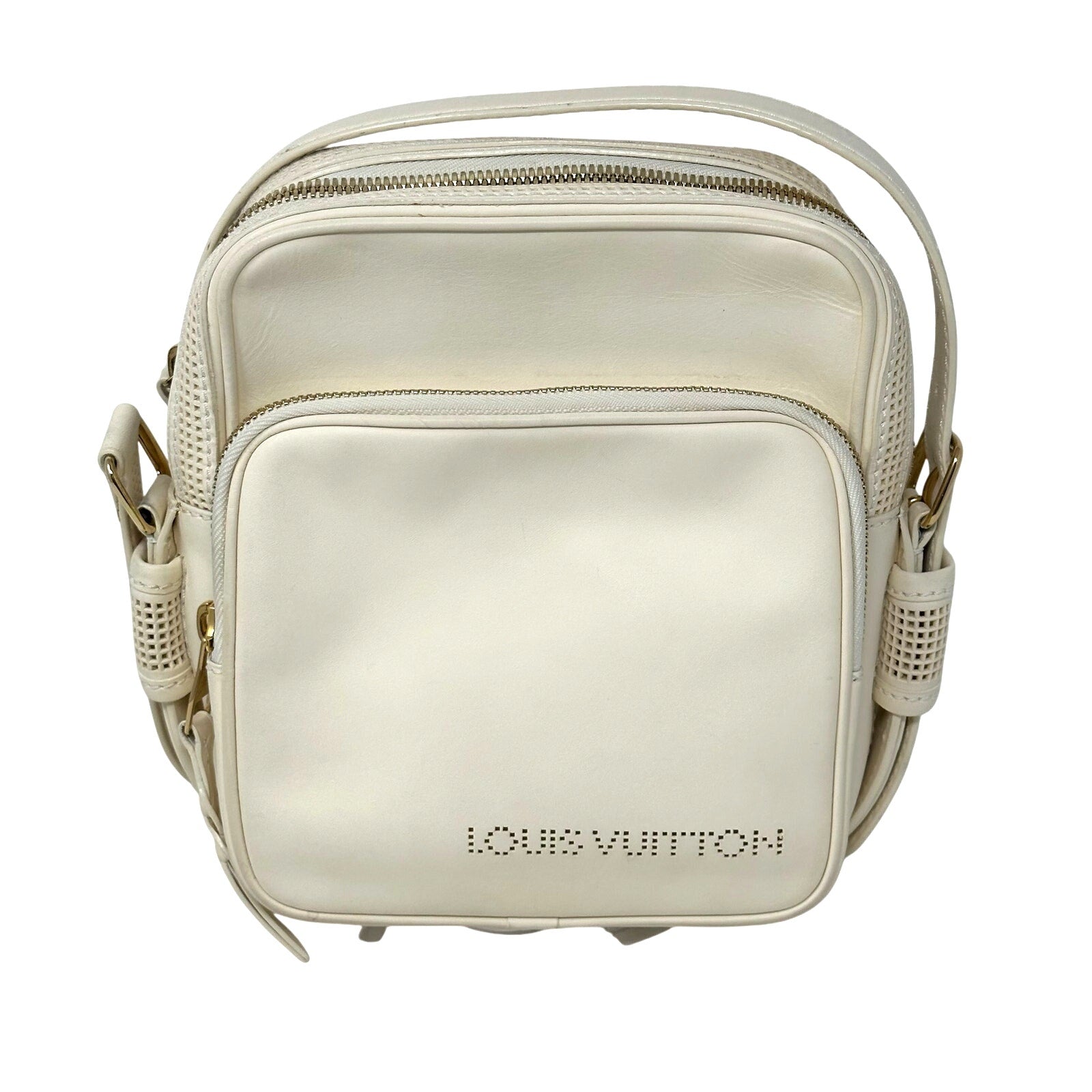 Louis Vuitton LV Cuir Bequia Trotter MM Crossbody Bag White/Cream Leather