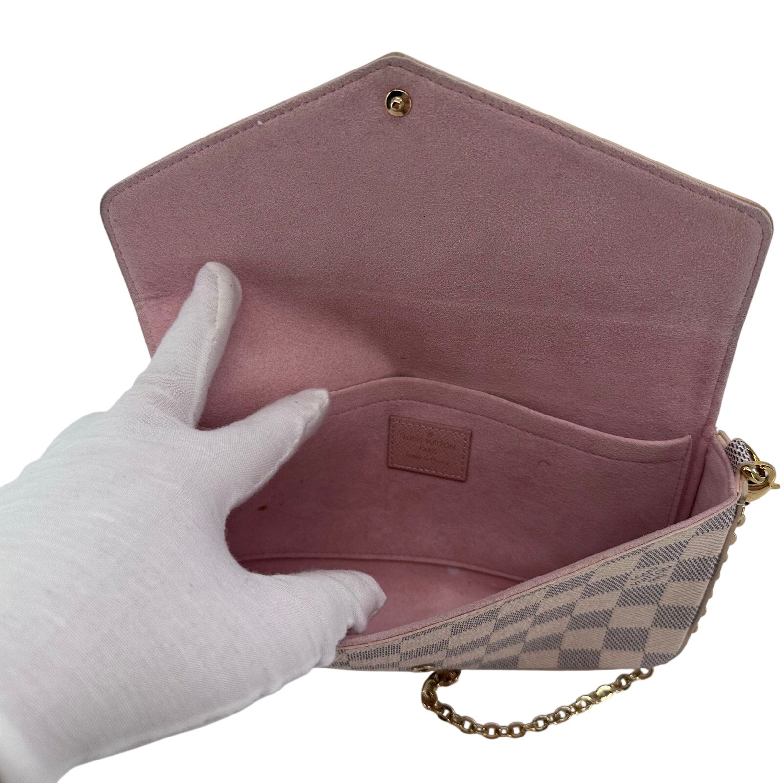 Louis Vuitton LV Damier Azur Felicie Pochette Crossbody Bag Full Set