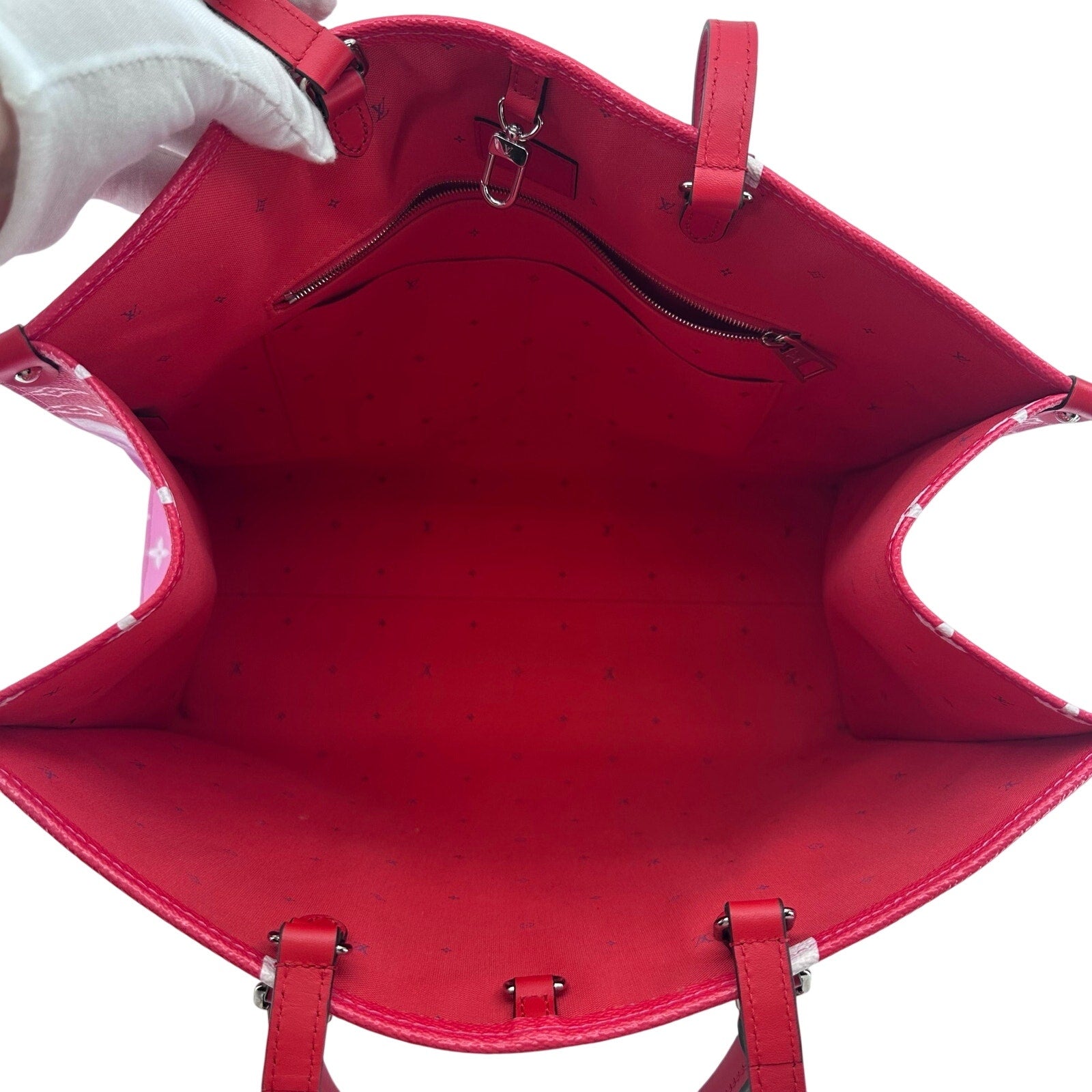 Louis Vuitton LV Monogram Escale Onthego GM Rouge Red Pink Tote Bag Full Set