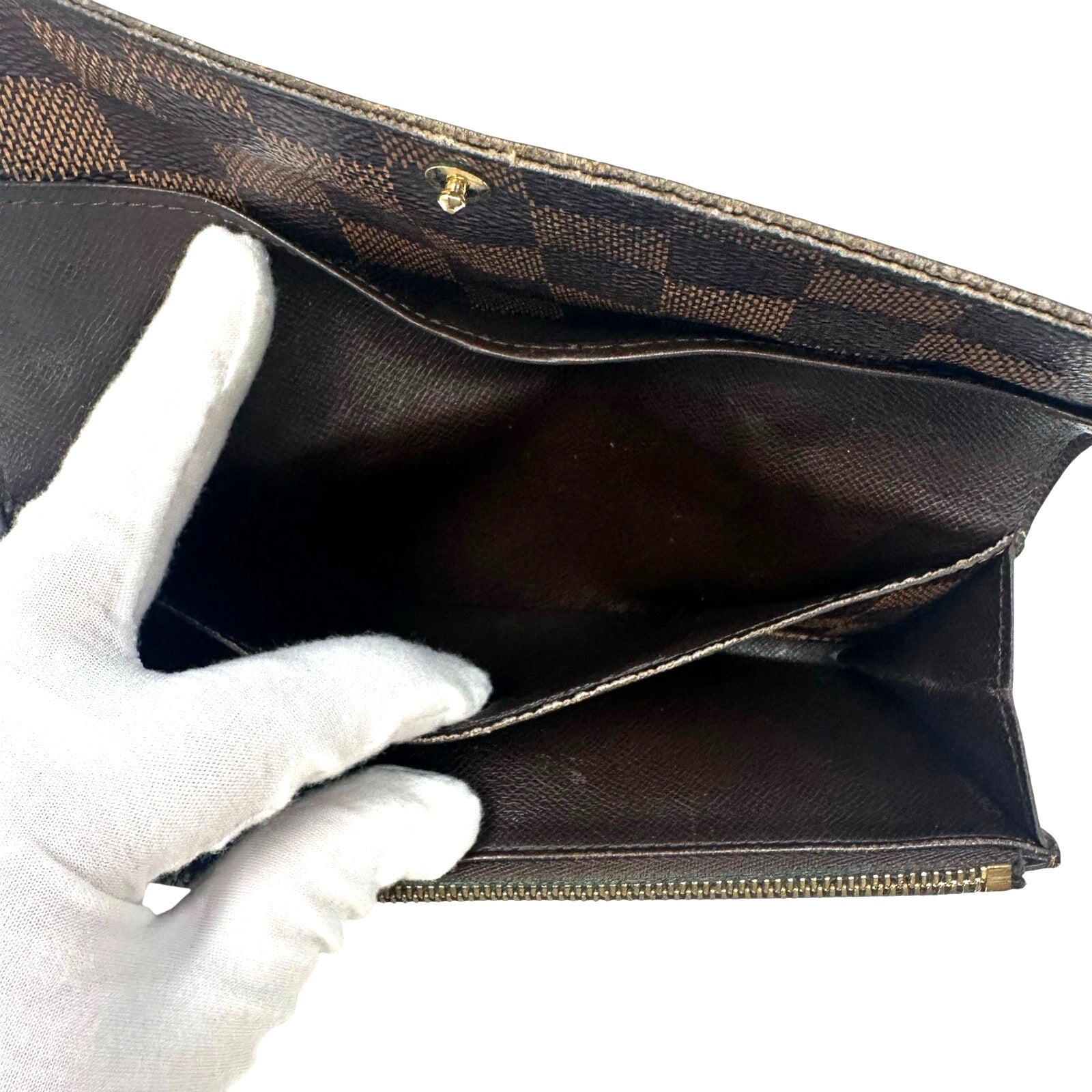 Louis Vuitton LV Damier Ebene Emilie Long Wallet