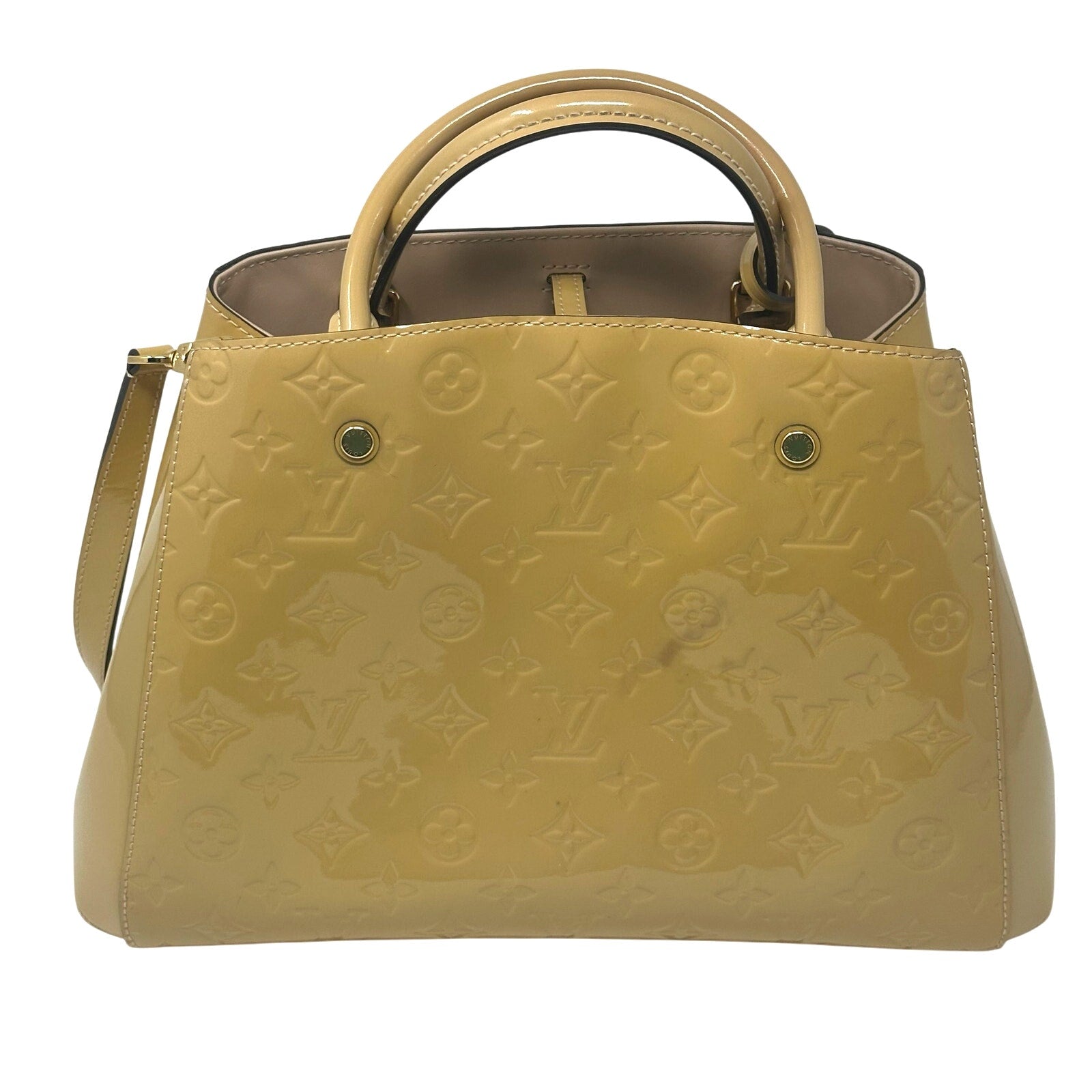 Louis Vuitton LV Vernis Monogram Montaigne Bag Cream Yellow