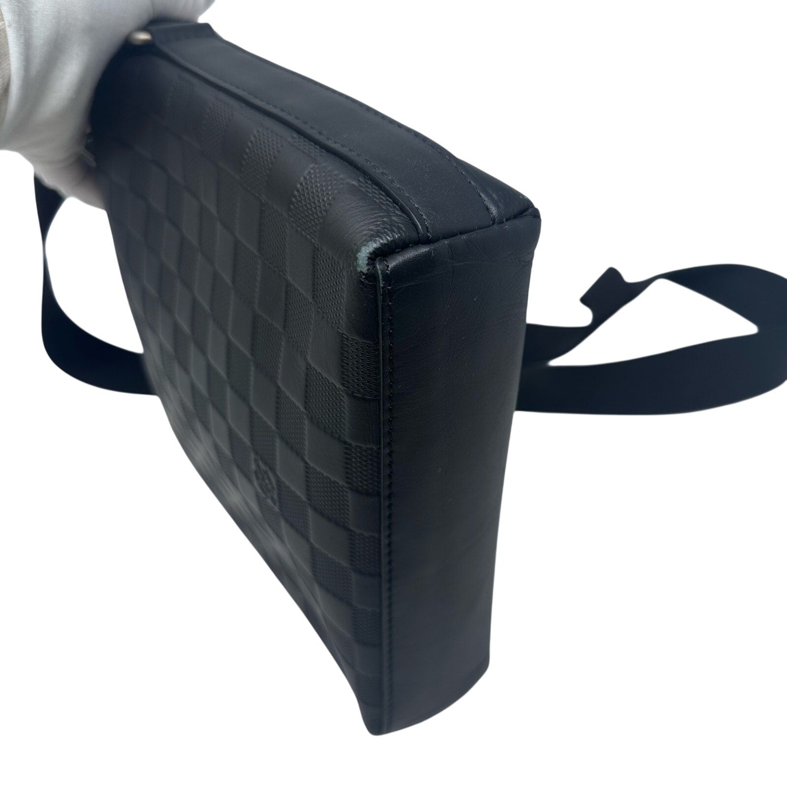 Louis Vuitton LV Discovery Damier Infini Black Leather Messenger BB Crossbody Bag