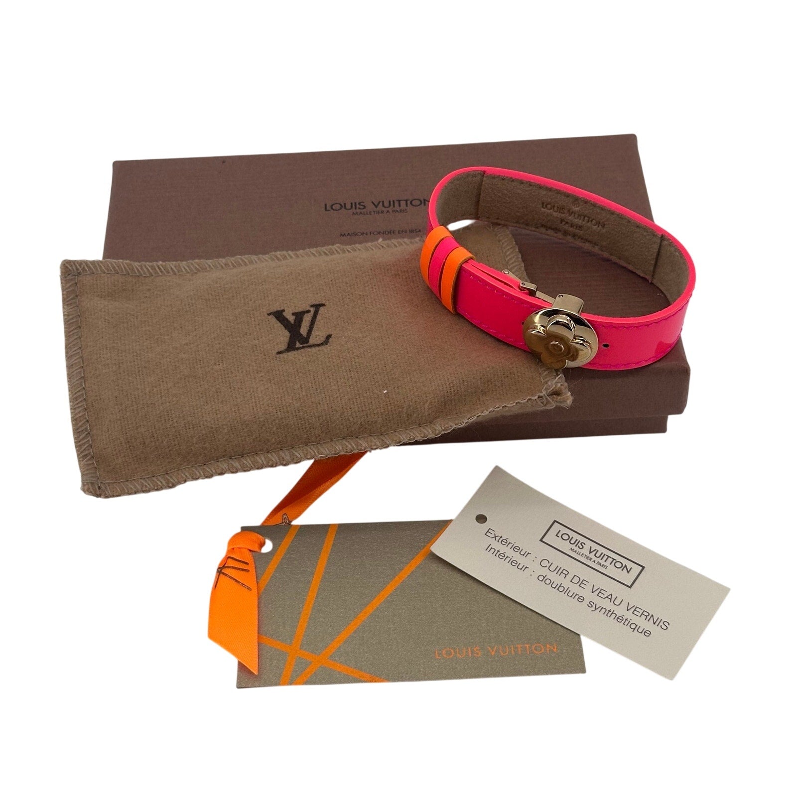 Louis Vuitton LV Monogram Vernis Good Luck Bracelet Robert Wilson Limited Edition Neon Pink Rare