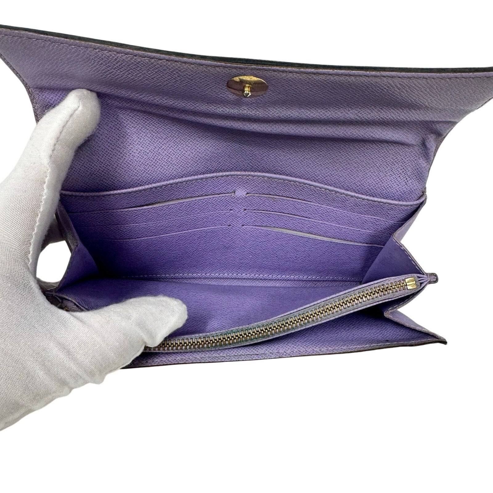 Louis Vuitton LV Black Murakami Multicolor Monogram Long Sarah Wallet Purple Interior