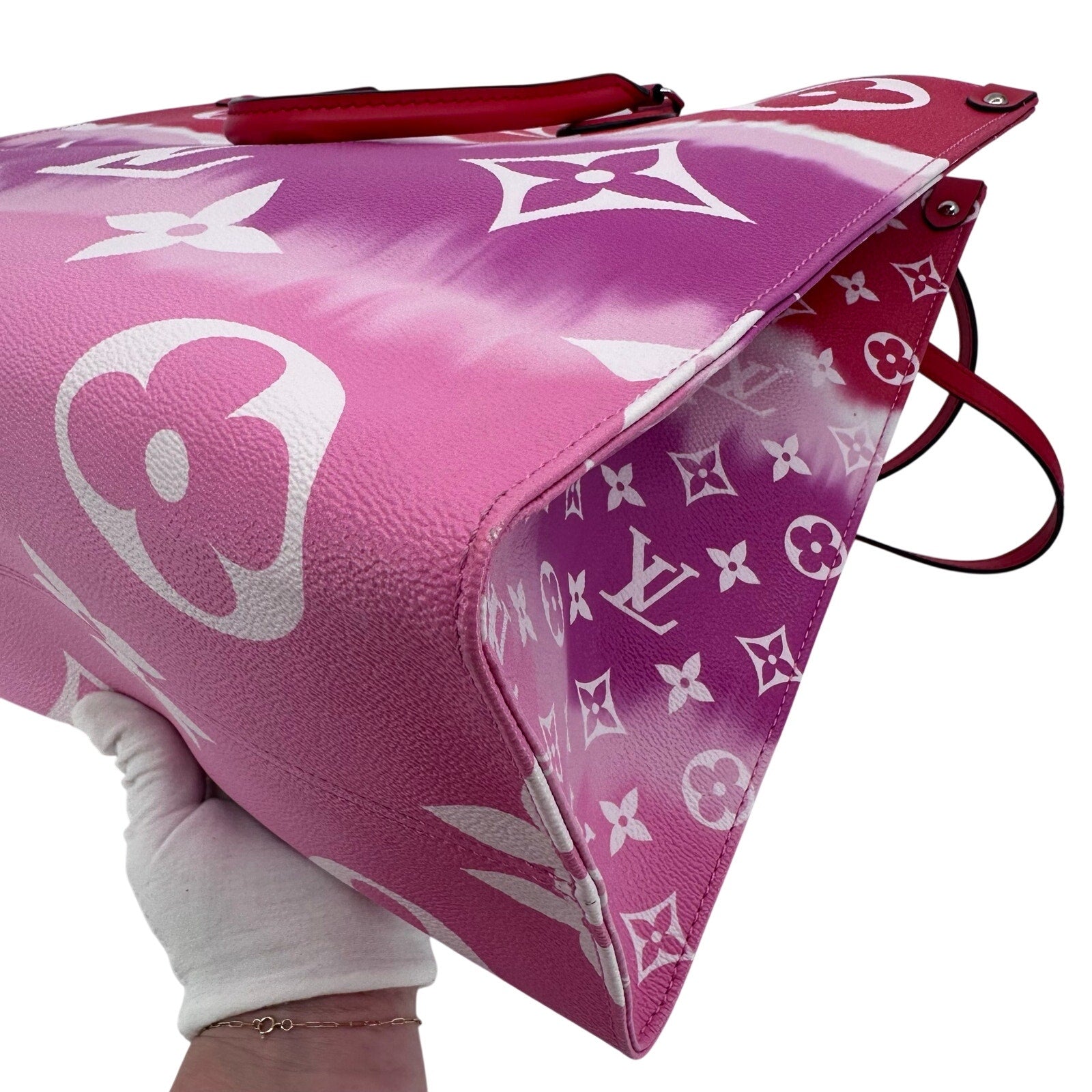 Louis Vuitton LV Monogram Escale Onthego GM Rouge Red Pink Tote Bag Full Set