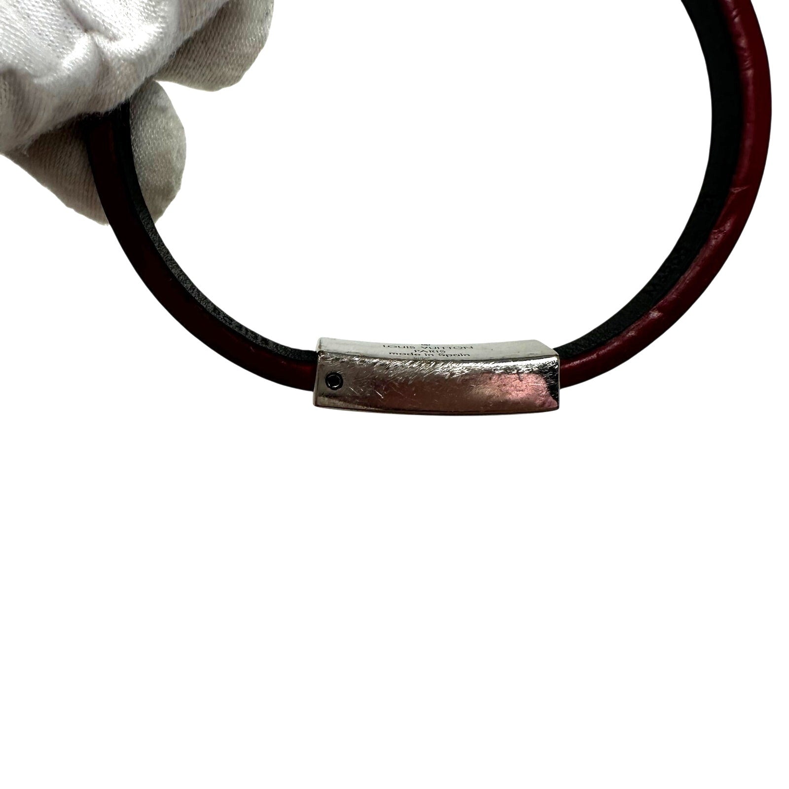 Louis Vuitton LV Edge It Damier Ebene Black Red Leather Bracelet