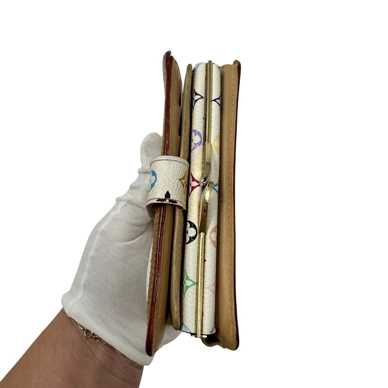 Louis Vuitton LV White Murakami Multicolor Monogram Kisslock Wallet