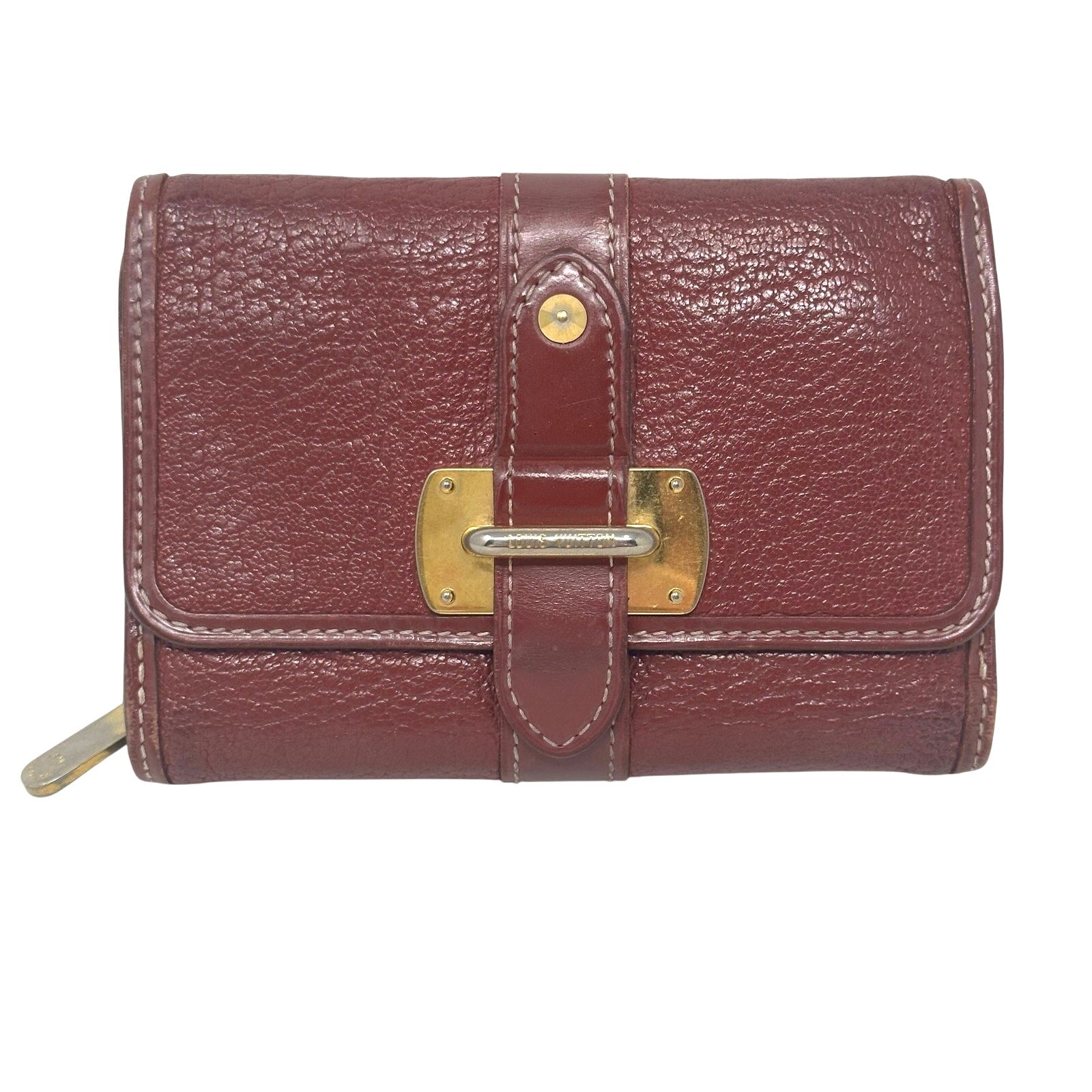 Louis Vuitton LV Suhali Portefeiulle Compact Tri-fold Wallet Red Burgundy