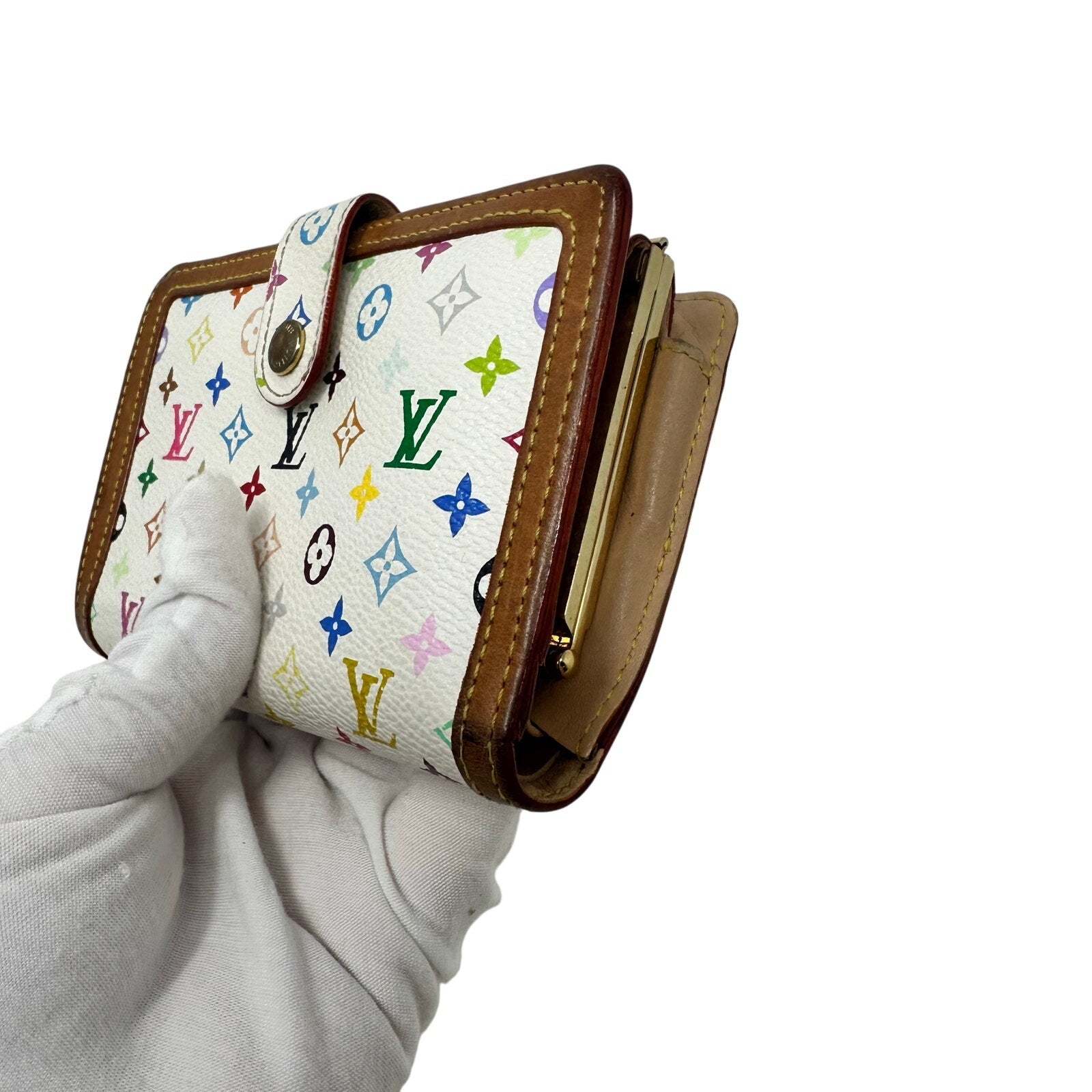 Louis Vuitton LV White Murakami Multicolor Monogram Kisslock Wallet