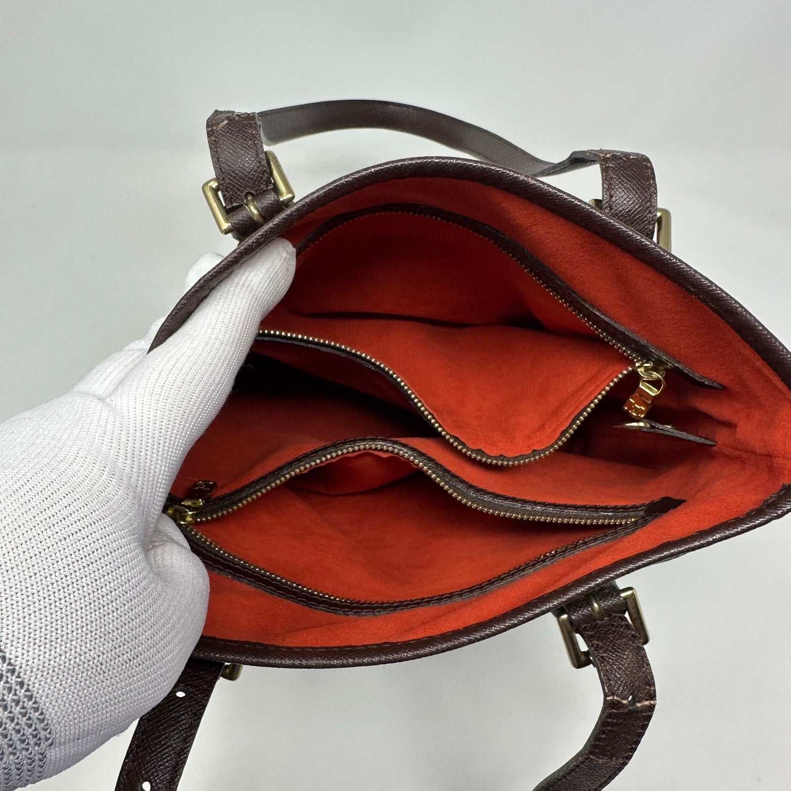 Louis Vuitton LV Damier Ebene Marais Bucket Tote Bag