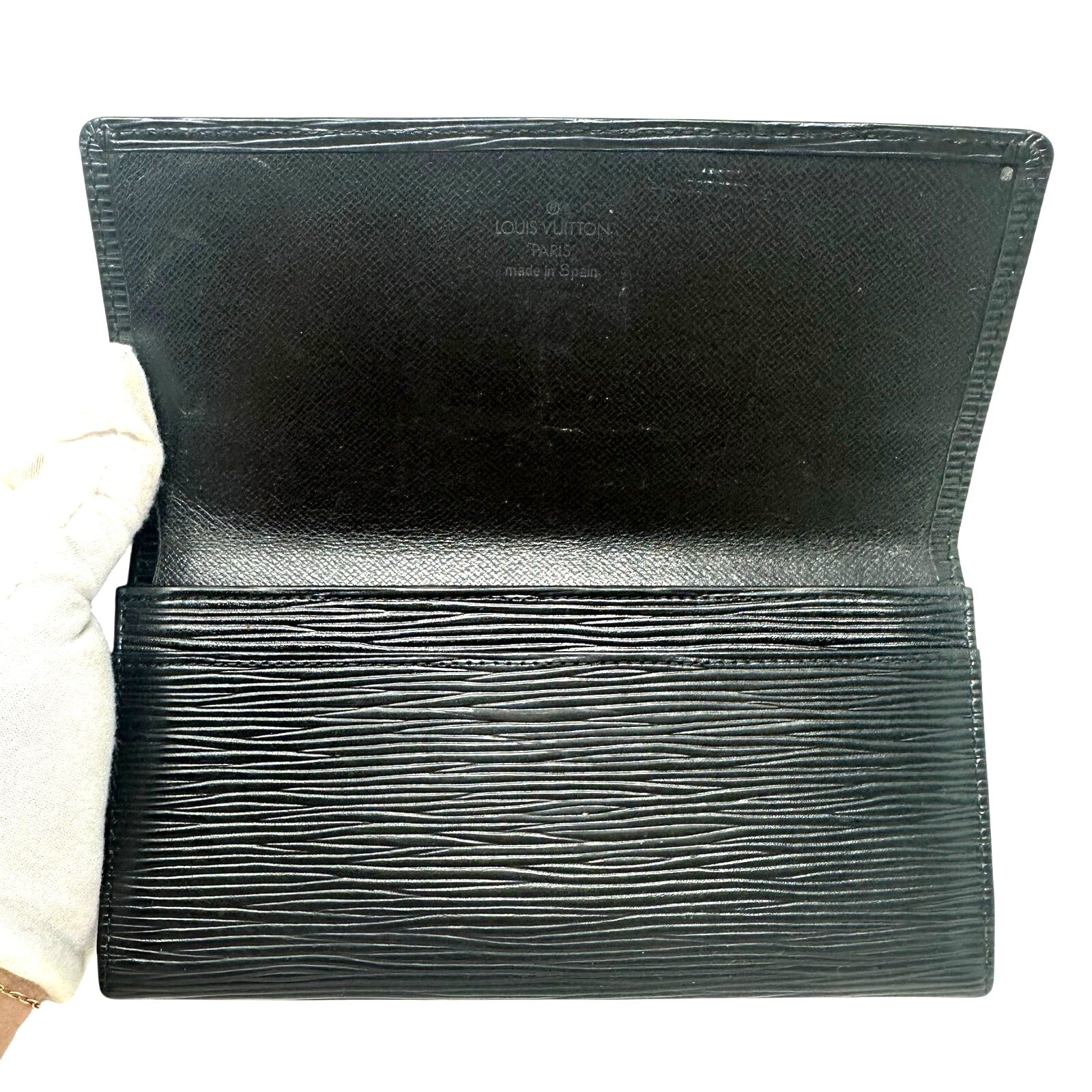 Louis Vuitton LV Epi Leather Checkbook Holder Bifold Black