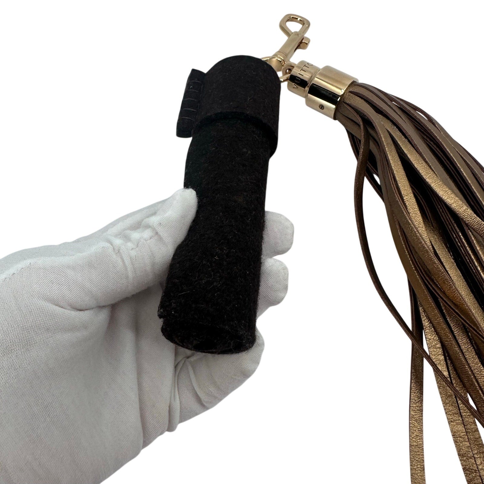 Louis Vuitton LV Tassel Bag Charm Clip Keychain Brown Gold