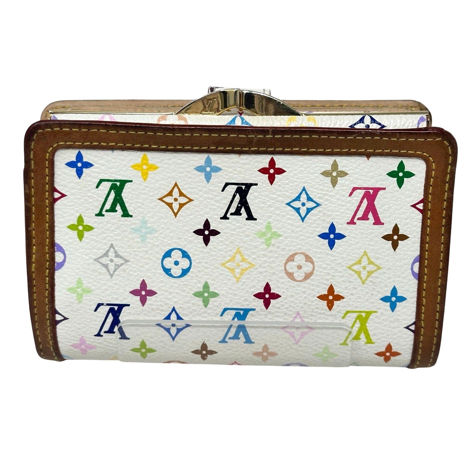 Louis Vuitton LV White Murakami Multicolor Monogram Kisslock Wallet