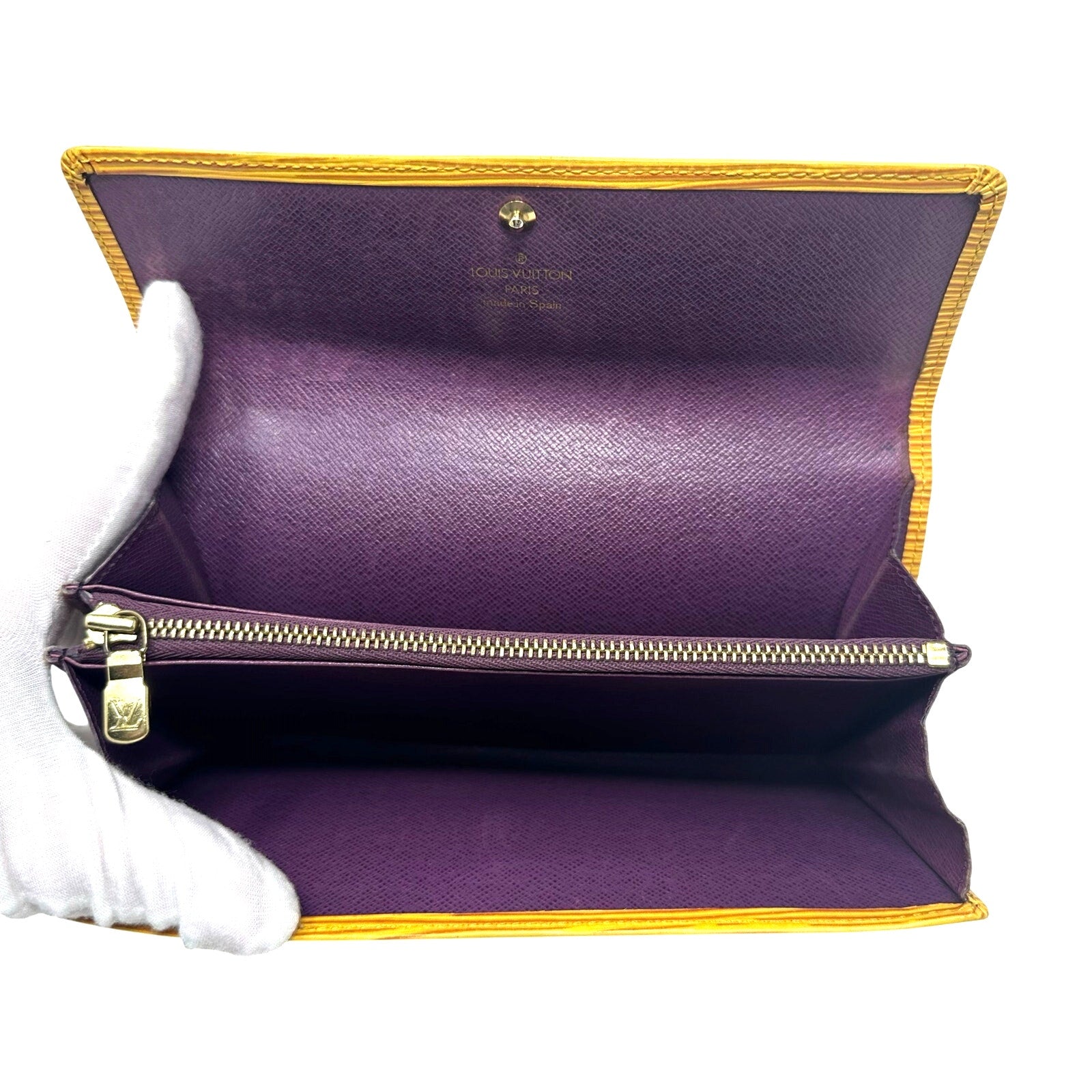 Louis Vuitton LV Epi Leather Sarah Wallet Yellow