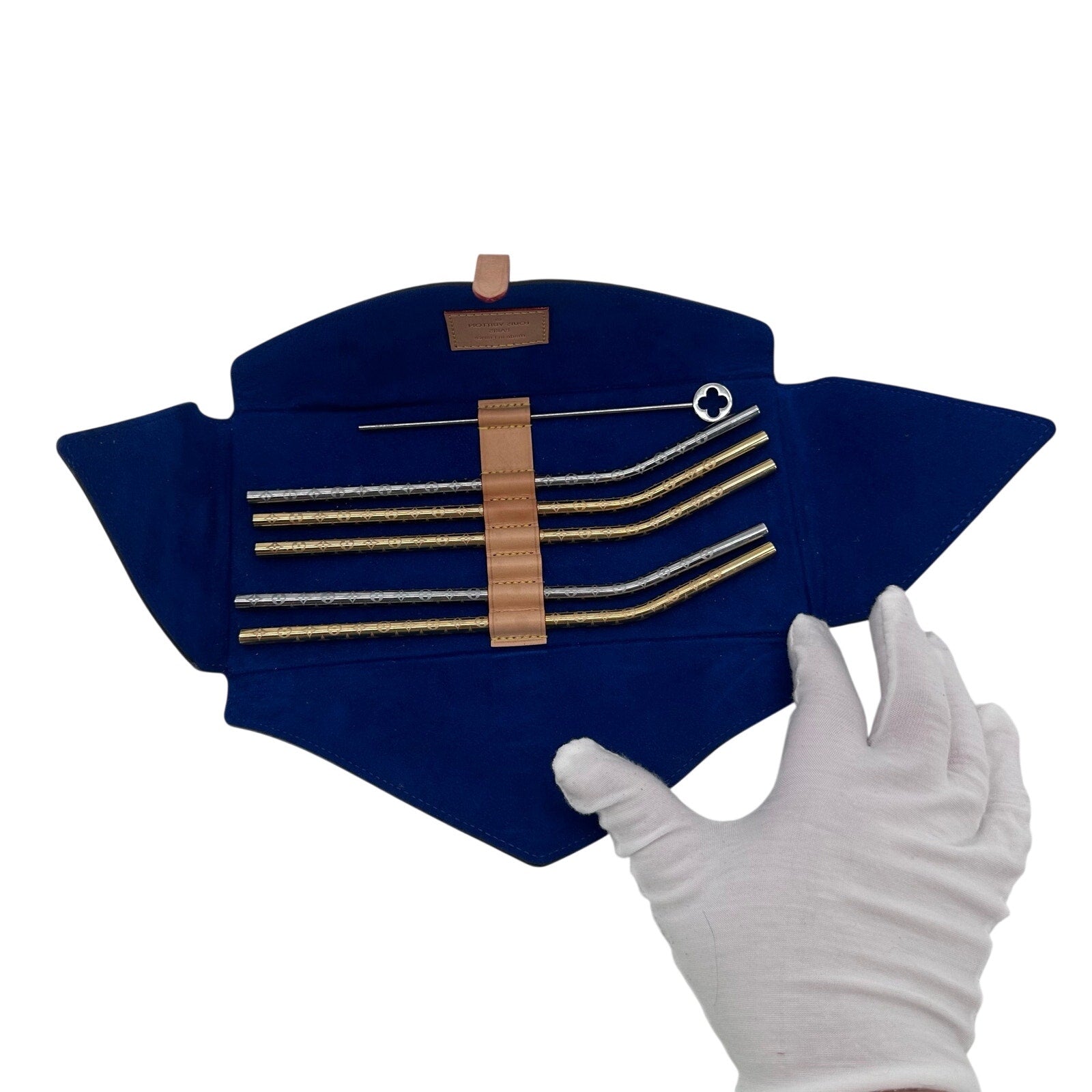 Louis Vuitton LV Monogram Metallic MNG Straw Pouch Set