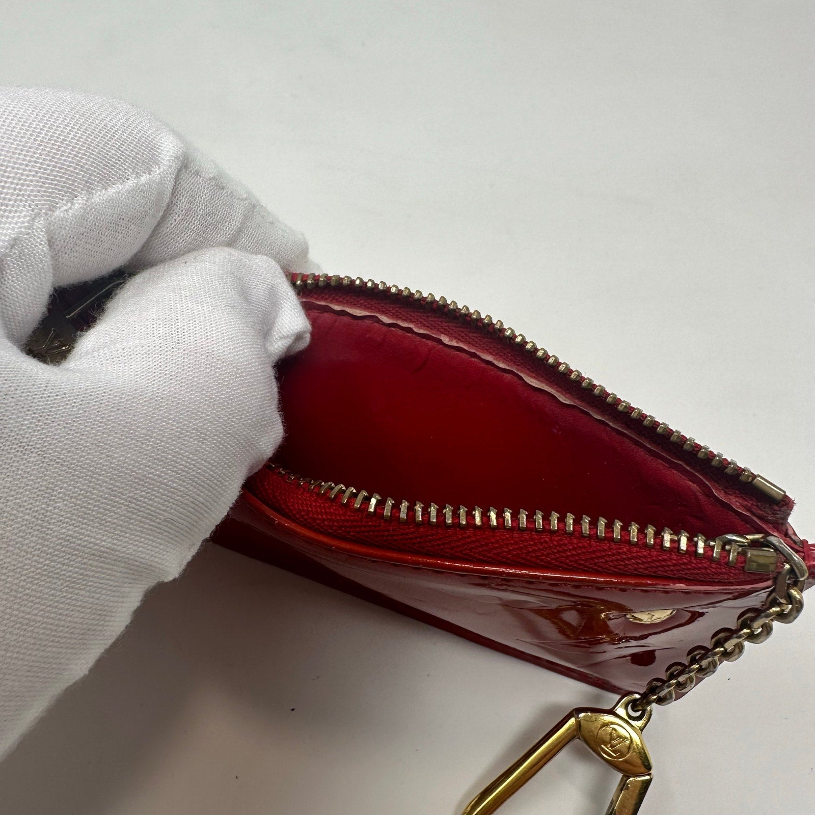 Louis Vuitton LV Red Vernis Key Cles Coin Purse