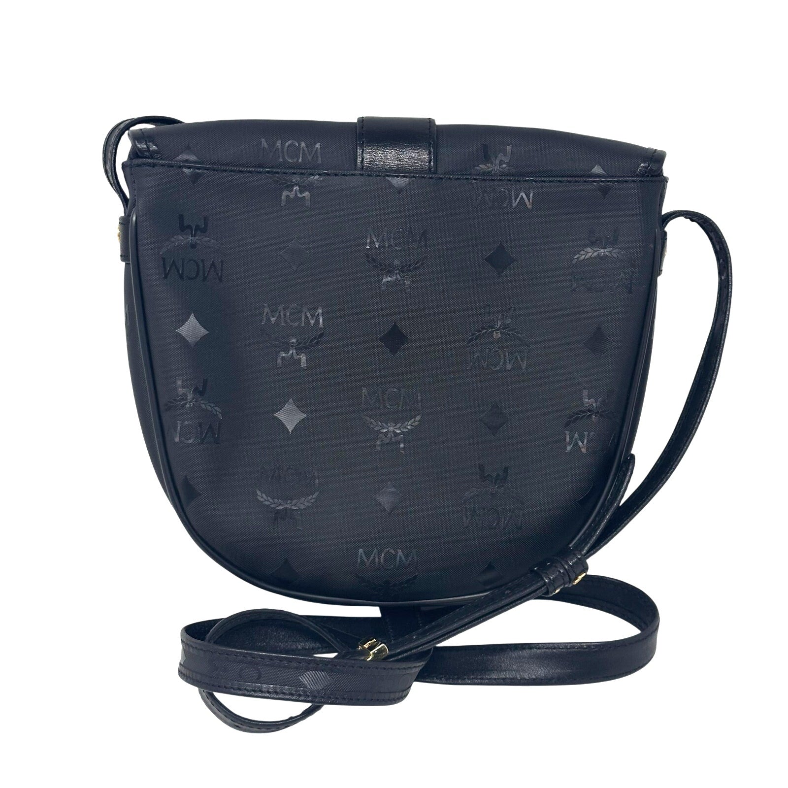 Vintage MCM Black Visettos Signature Crossbody Bag