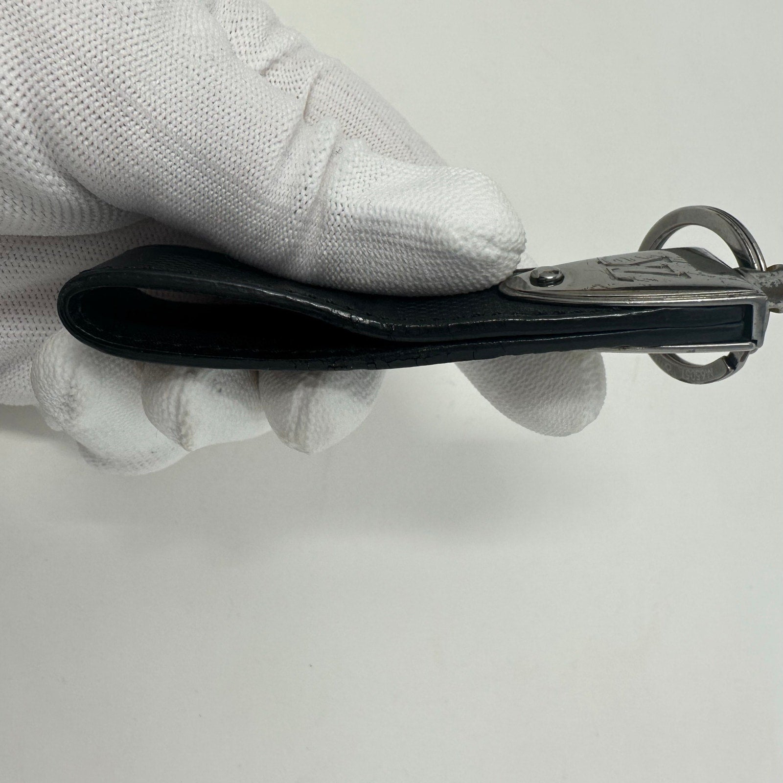 Louis Vuitton LV Porte Cles Dragonne Damier Infiniti Black Leather Keychain