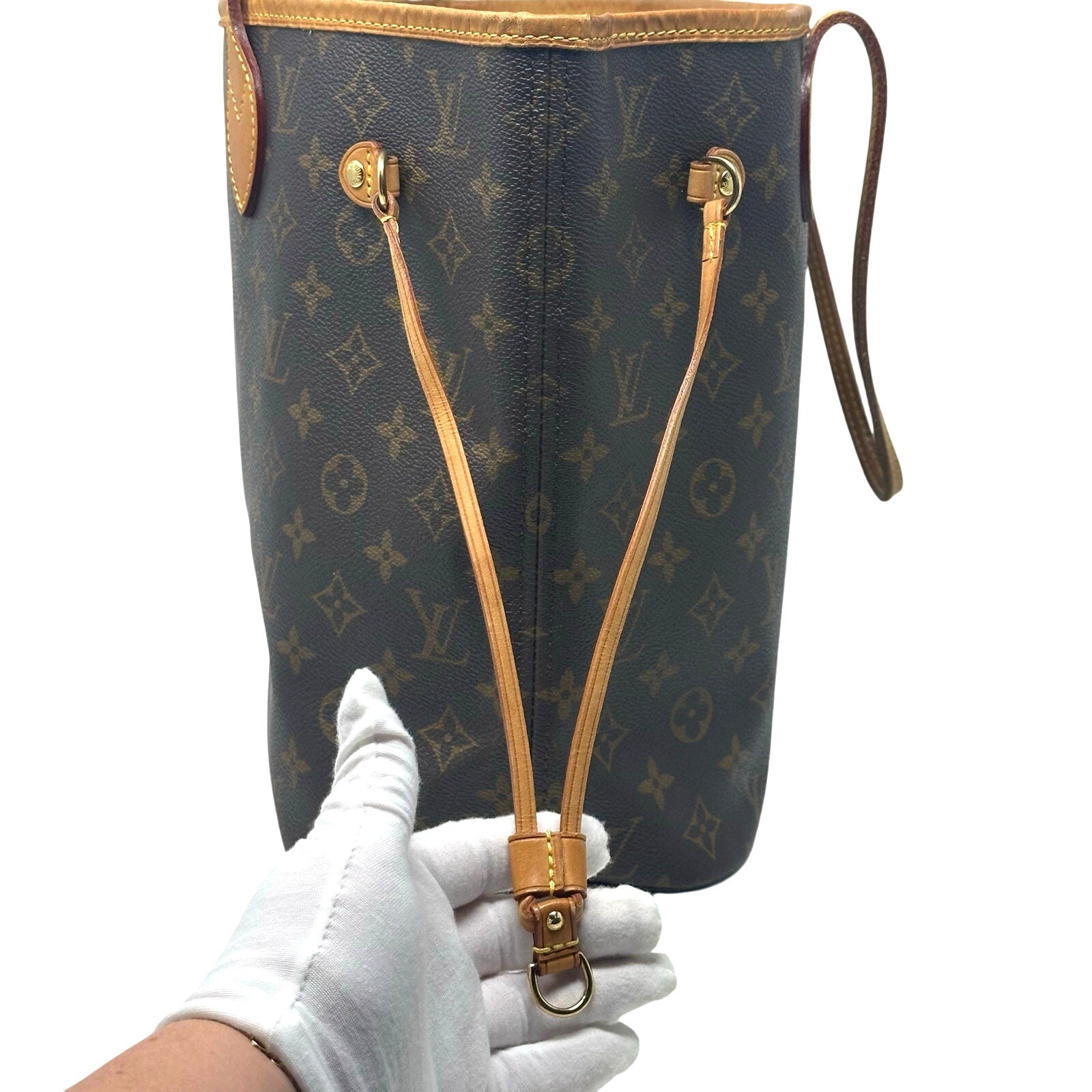 Louis Vuitton LV Monogram Neverfull MM Tote Bag Beige Interior