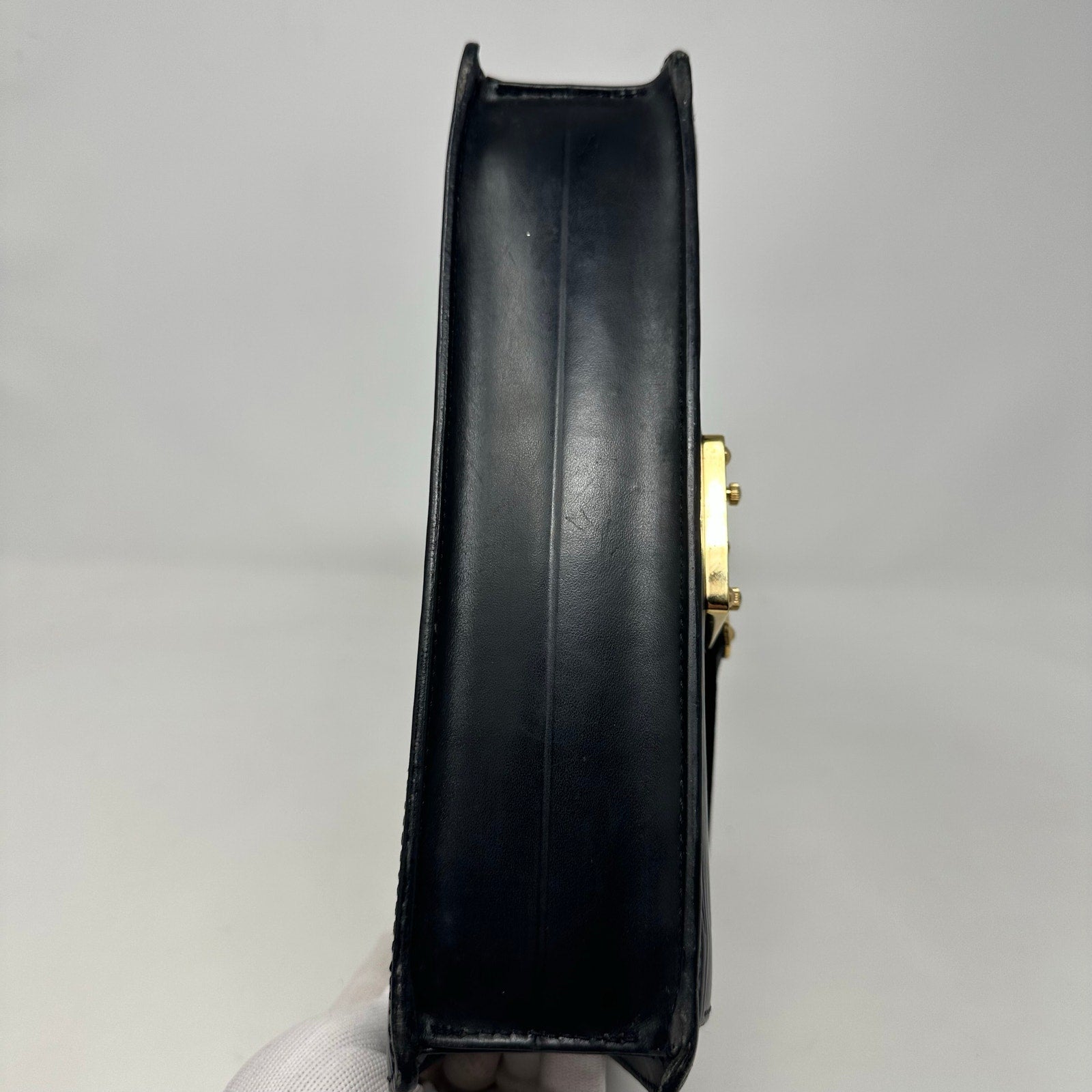 Louis Vuitton LV Epi Leather Pochette Sellier Dragonne Clutch Bag Black