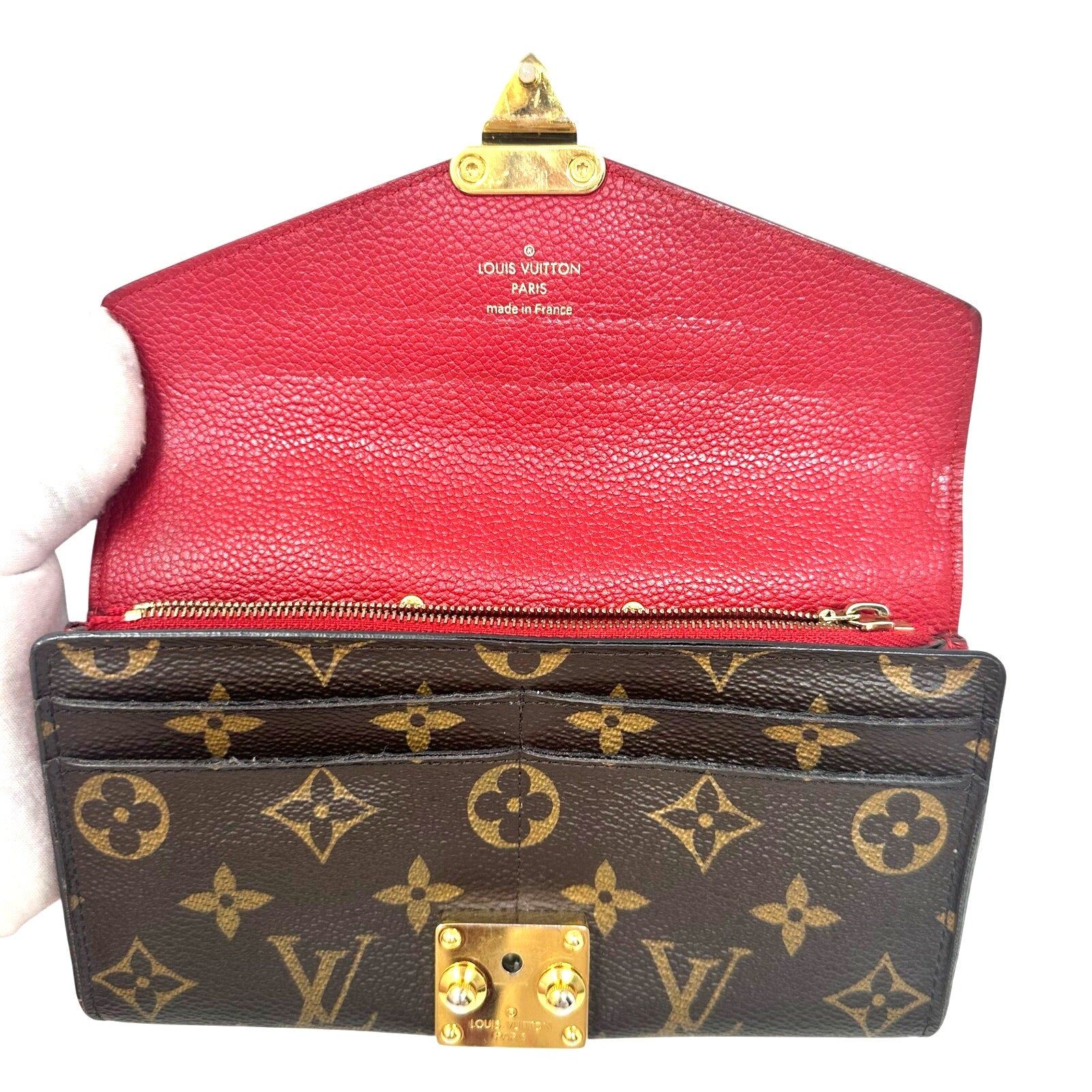 Louis Vuitton LV Monogram Red Pallas Long Wallet