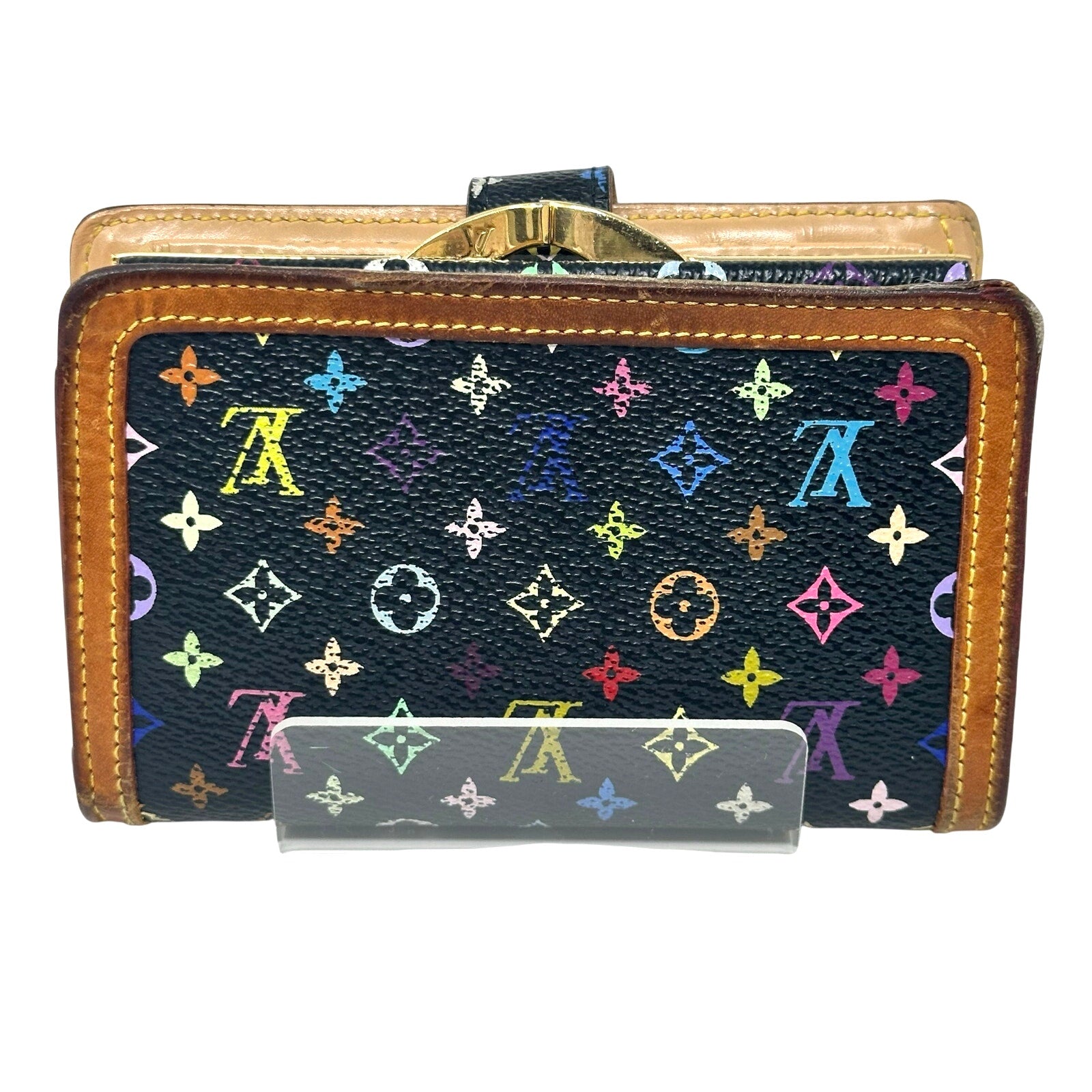 Louis Vuitton LV Black Murakami Multicolor Monogram Kisslock Wallet