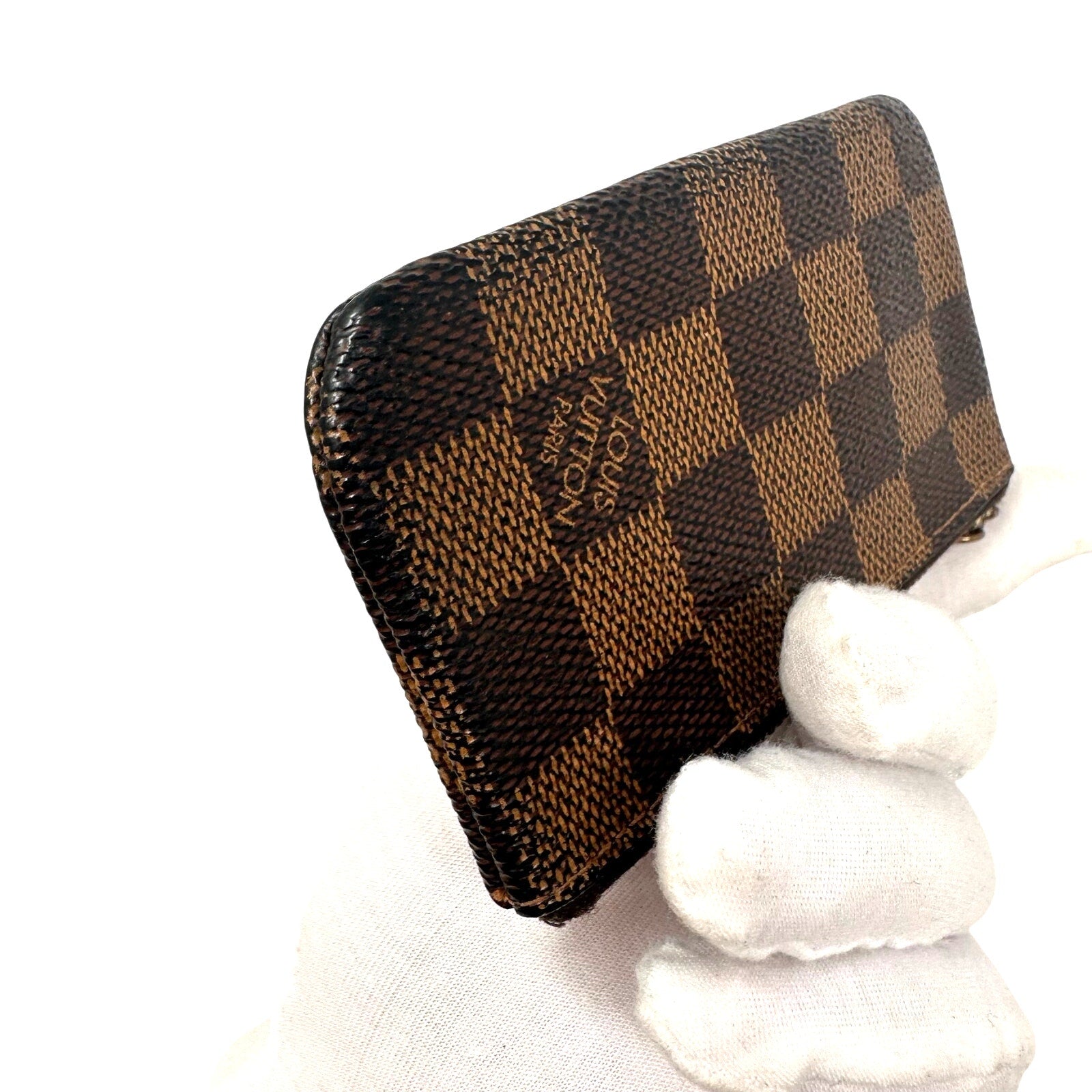 Louis Vuitton LV Damier Ebene Coin Key Cles Zip Pouch Keychain