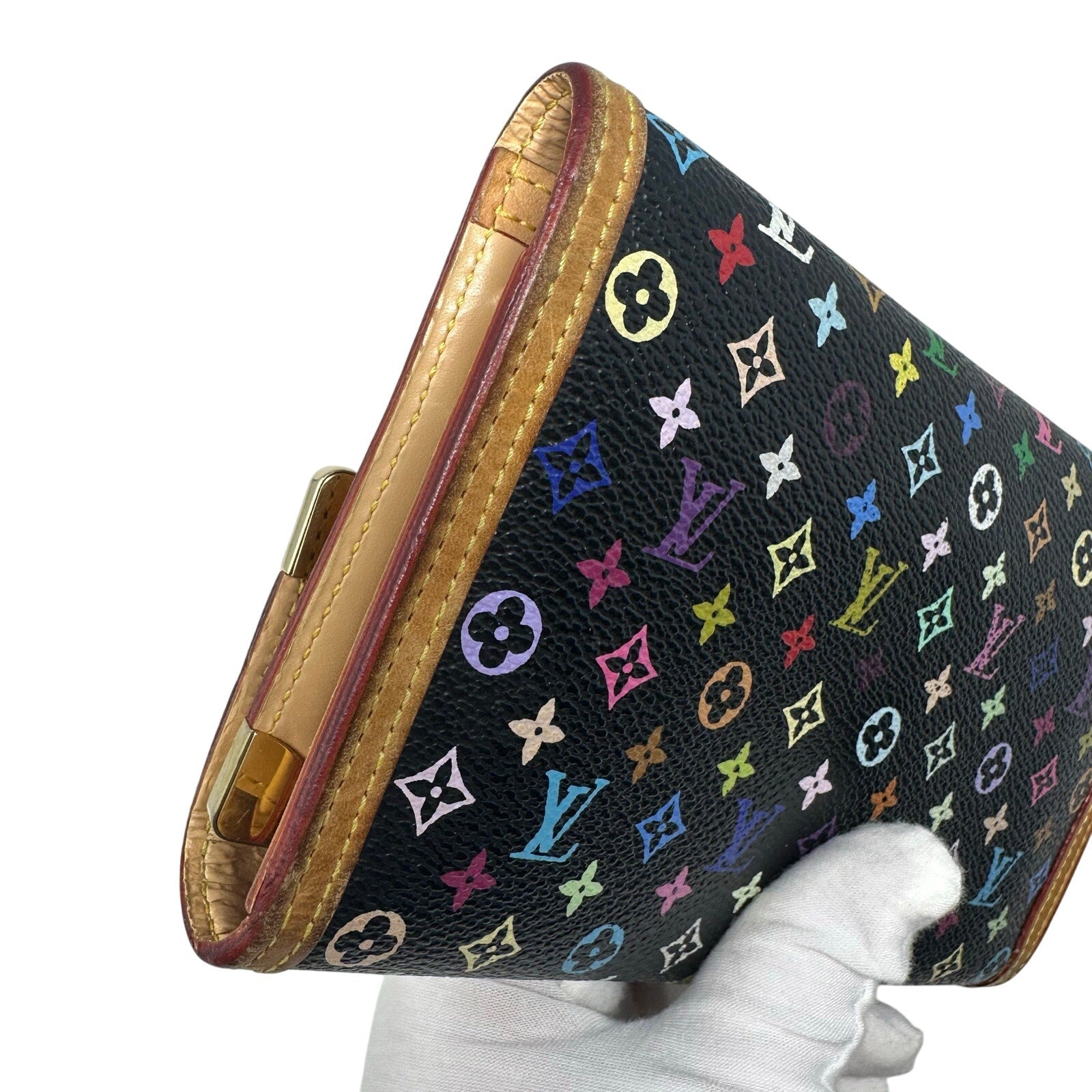 Louis Vuitton LV Black Murakami Multicolor Monogram Sarah International Wallet