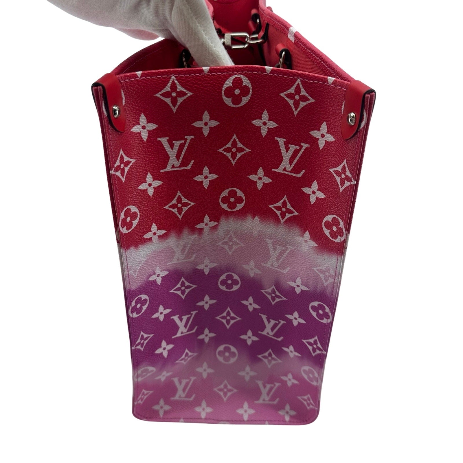 Louis Vuitton LV Monogram Escale Onthego GM Rouge Red Pink Tote Bag Full Set