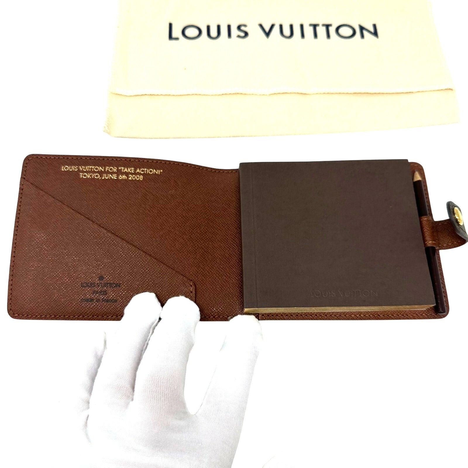 Louis Vuitton LV Monogram “Take Action For Tokyo” 2008 Limited Edition Mini Notebook & Pencil