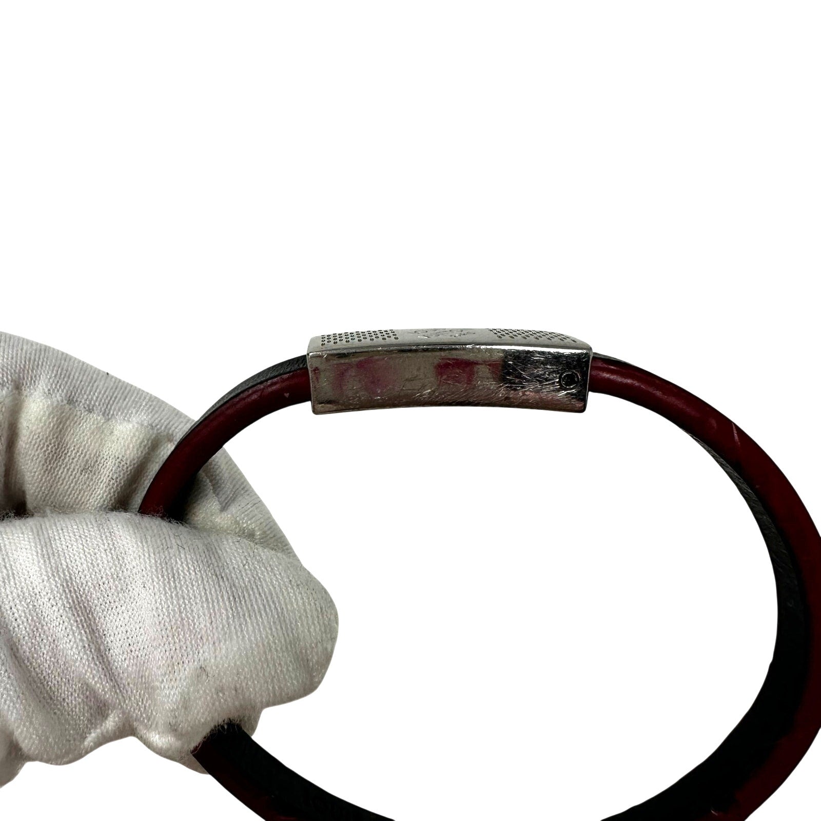 Louis Vuitton LV Edge It Damier Ebene Black Red Leather Bracelet