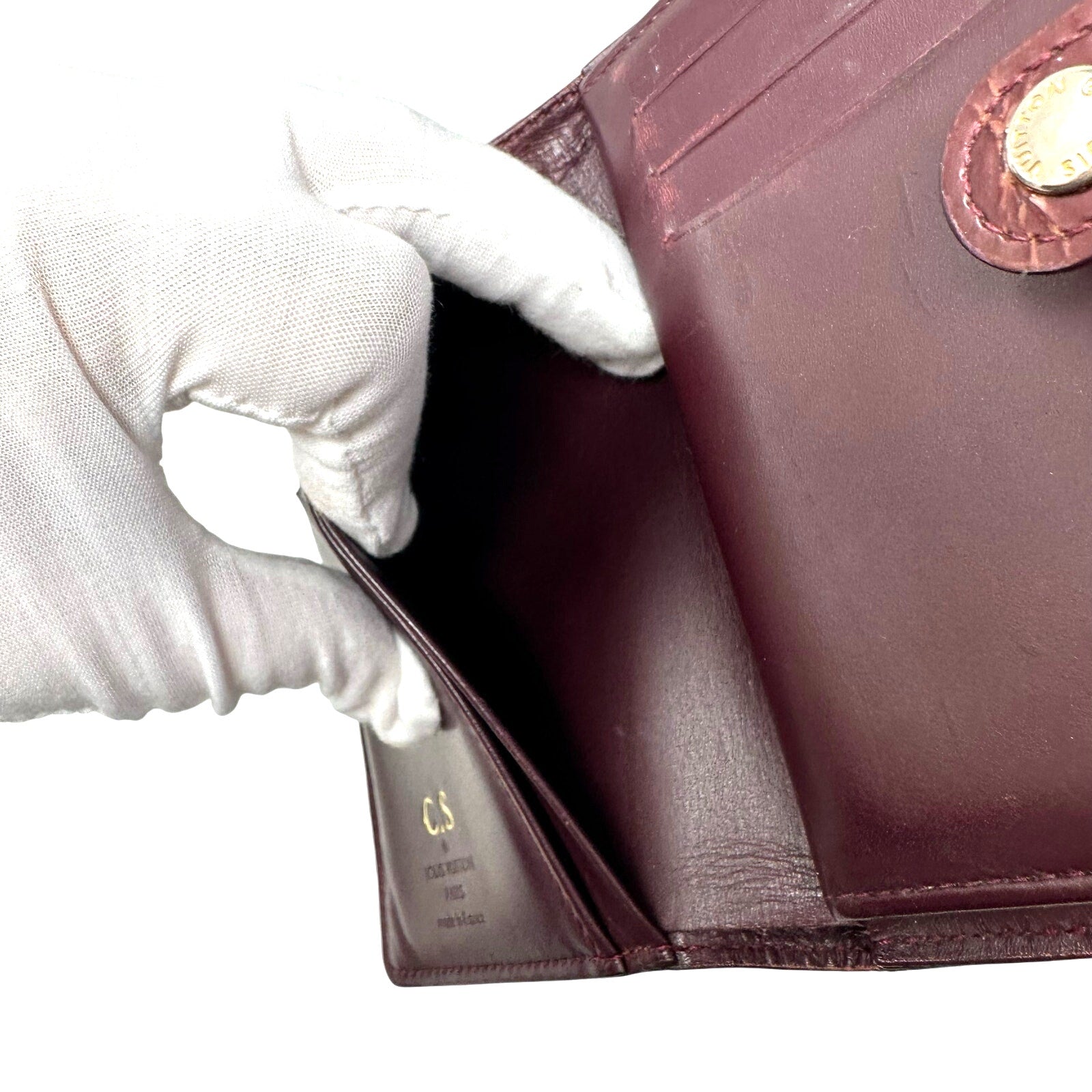 Louis Vuitton LV Vernis Monogram Kisslock Wallet Burgundy