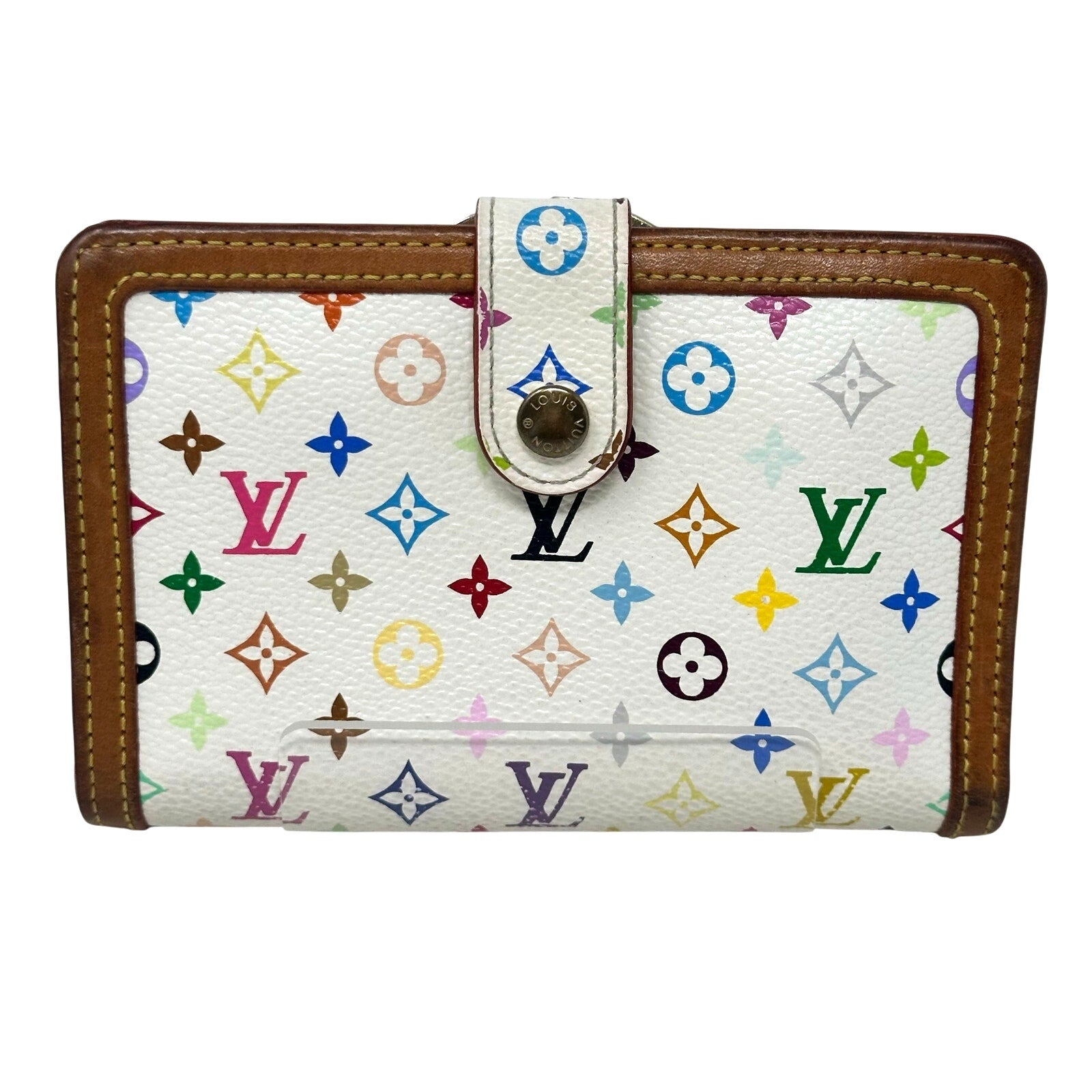 Louis Vuitton LV White Murakami Multicolor Monogram Kisslock Wallet