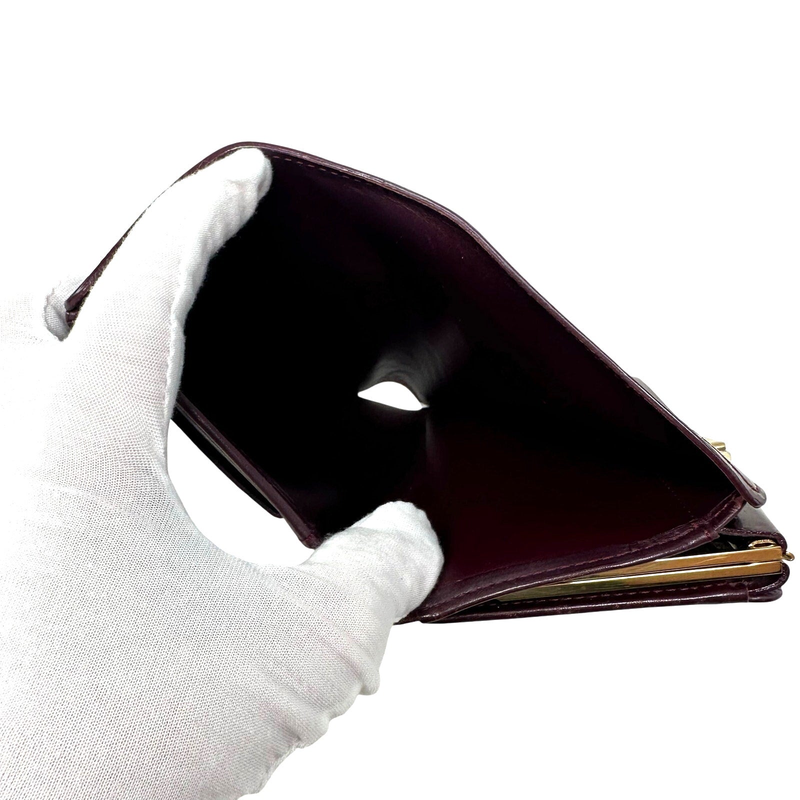 Louis Vuitton LV Vernis Monogram Kisslock Wallet Burgundy