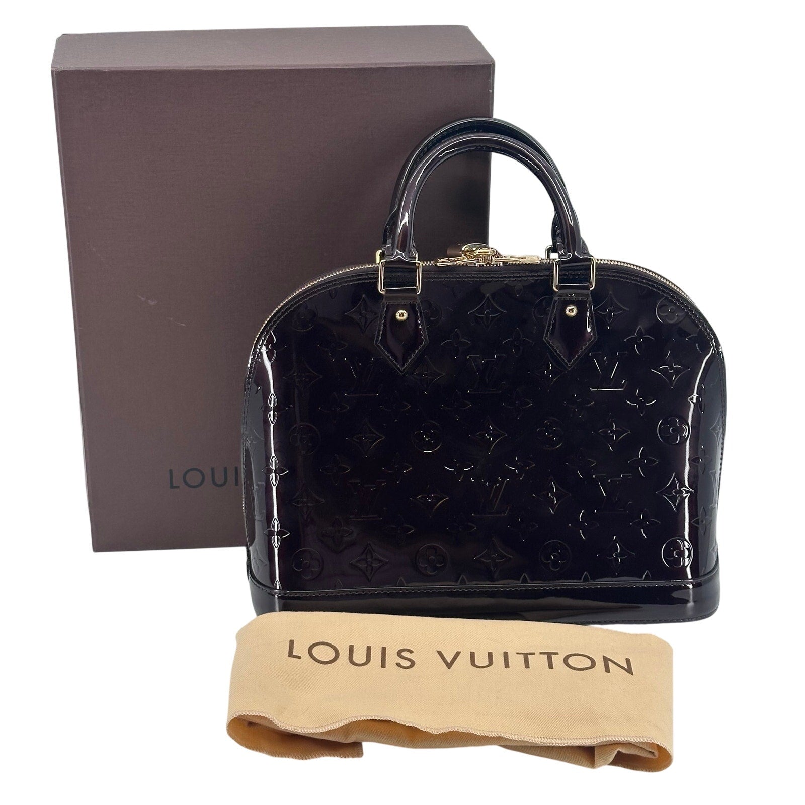 Louis Vuitton LV Monogram Vernis Alma PM Amarante Full Set