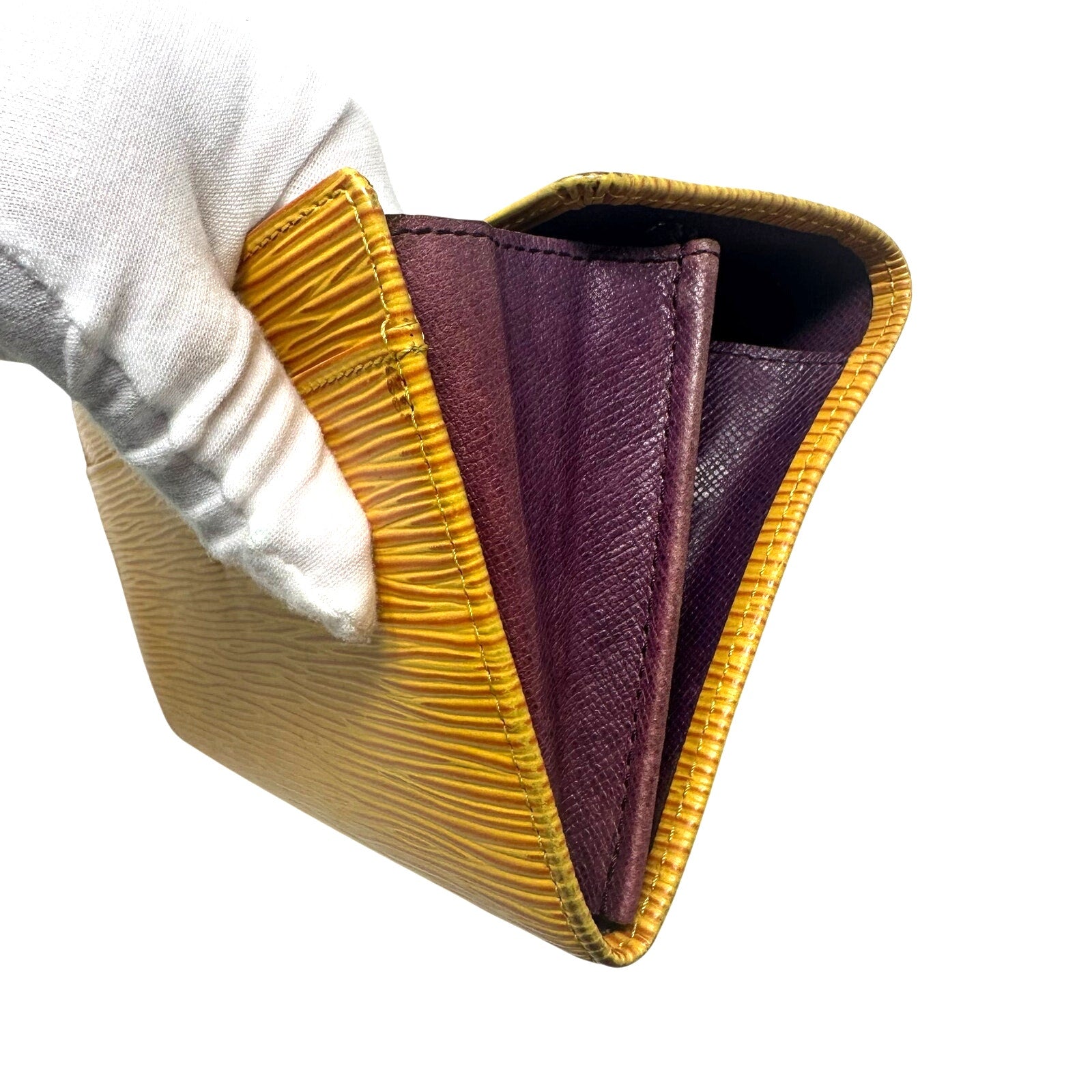 Louis Vuitton LV Epi Leather Sarah Wallet Yellow