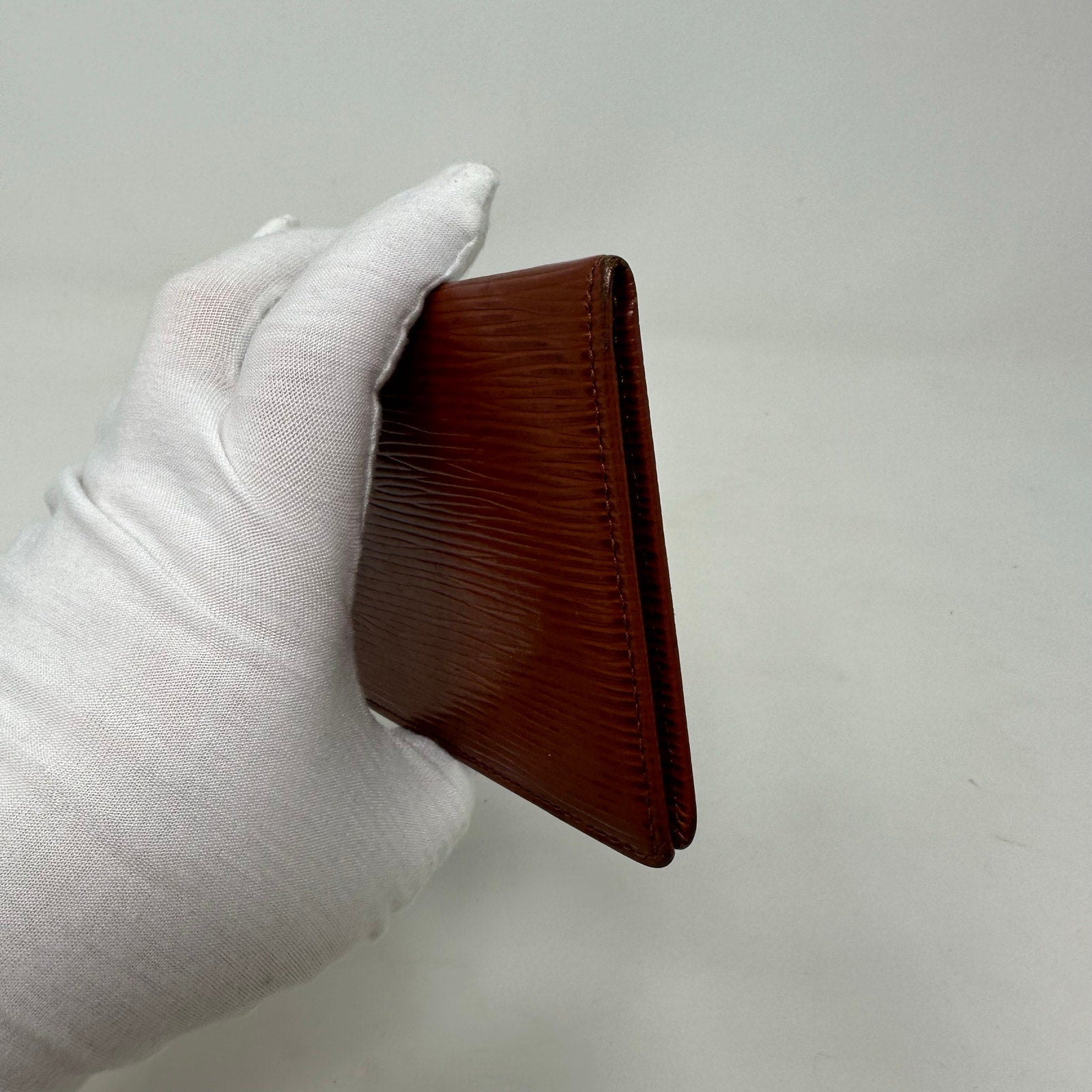 Louis Vuitton LV Epi Leather Card Case ID Holder Brown