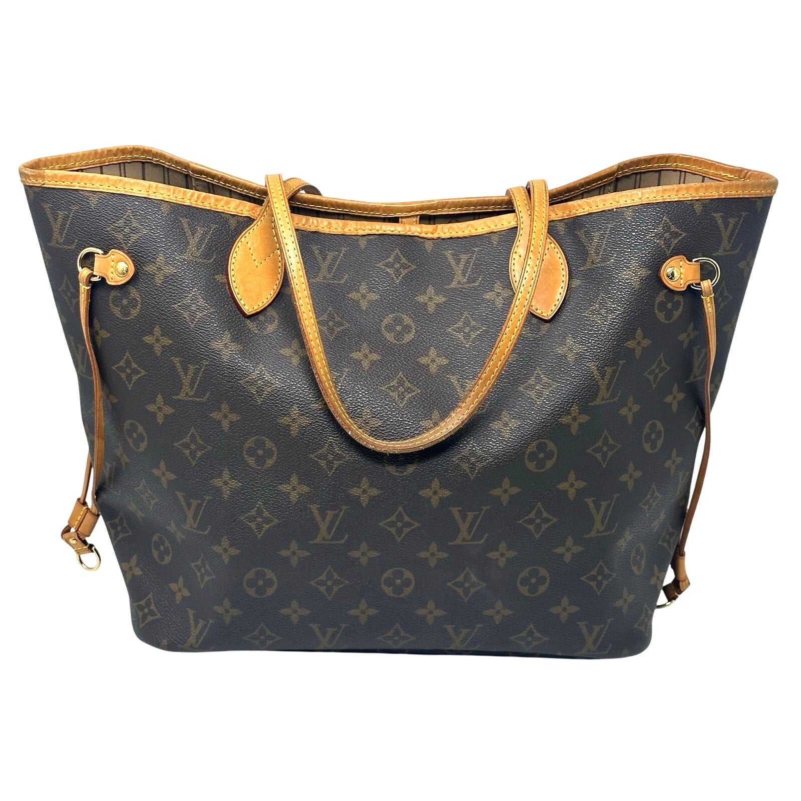 Louis Vuitton LV Monogram Neverfull MM Tote Bag Beige Interior