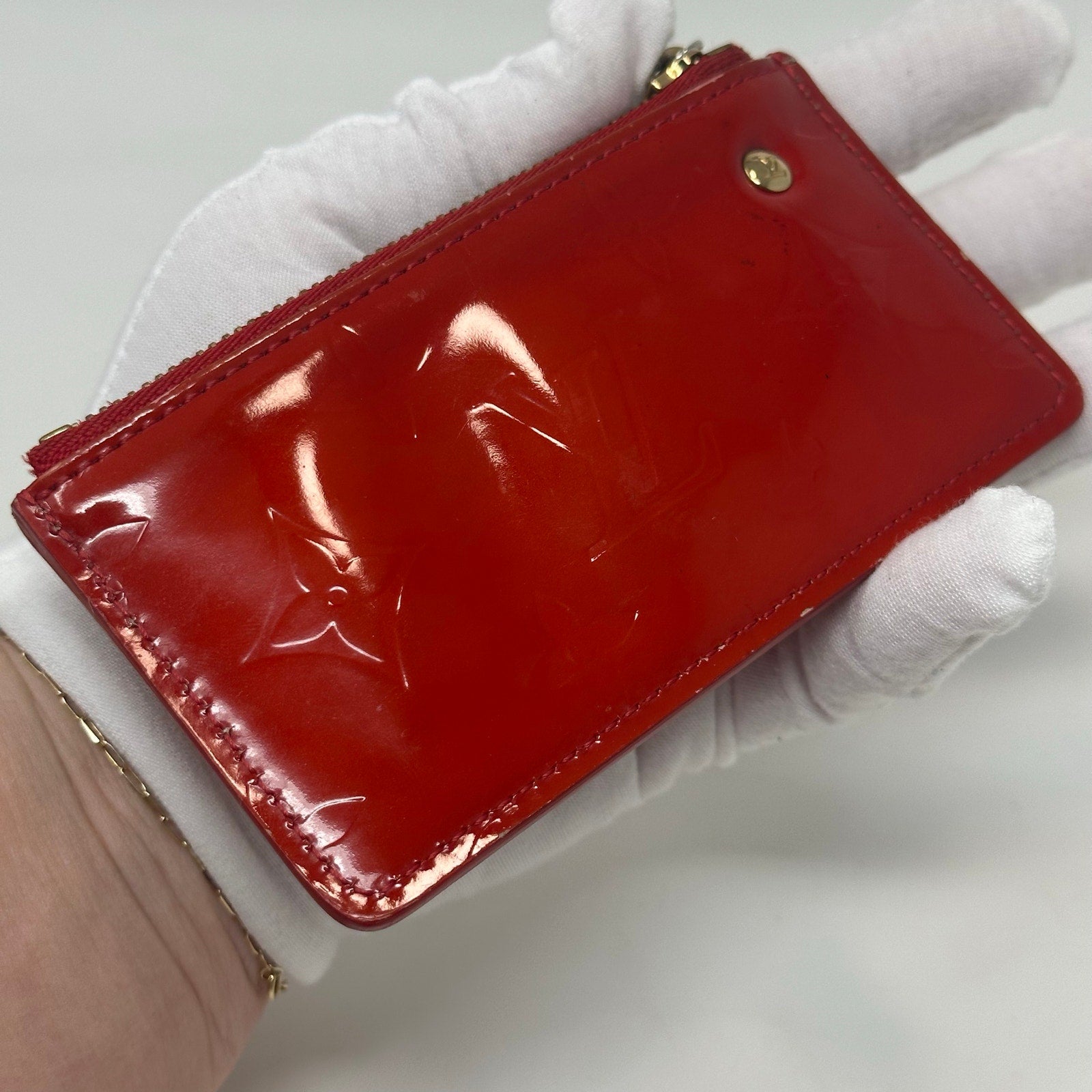 Louis Vuitton LV Red Vernis Key Cles Coin Purse