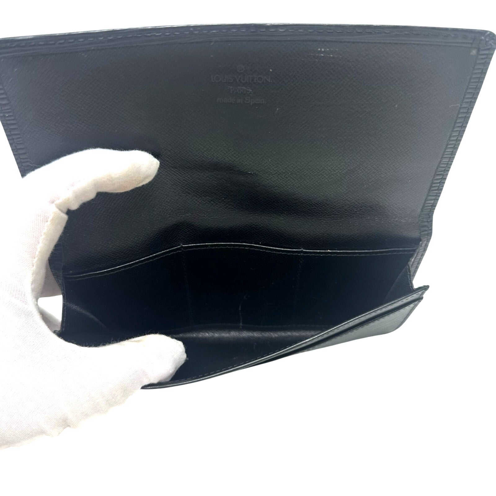 Louis Vuitton LV Epi Leather Checkbook Holder Bifold Black