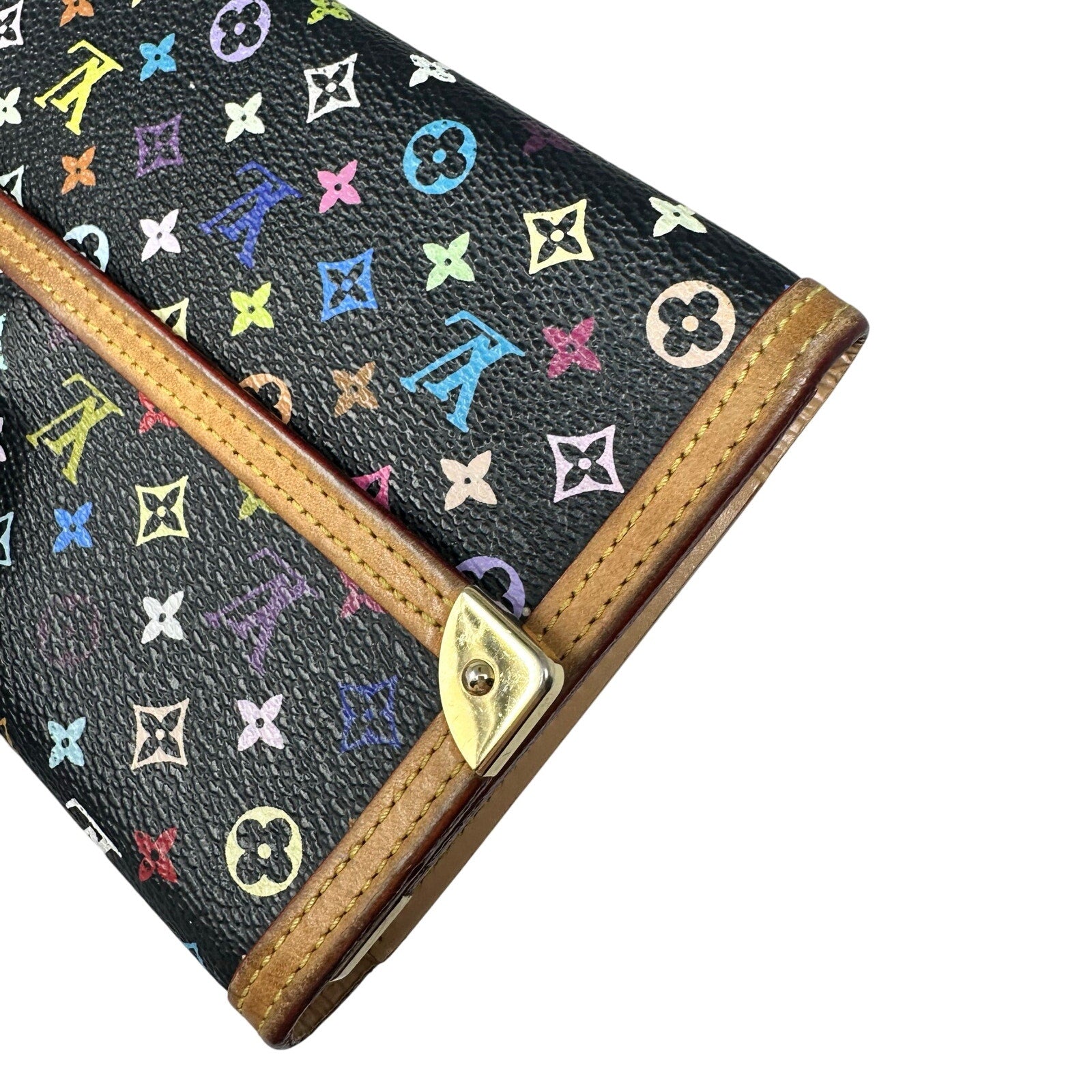 Louis Vuitton LV Black Murakami Multicolor Monogram Sarah International Wallet