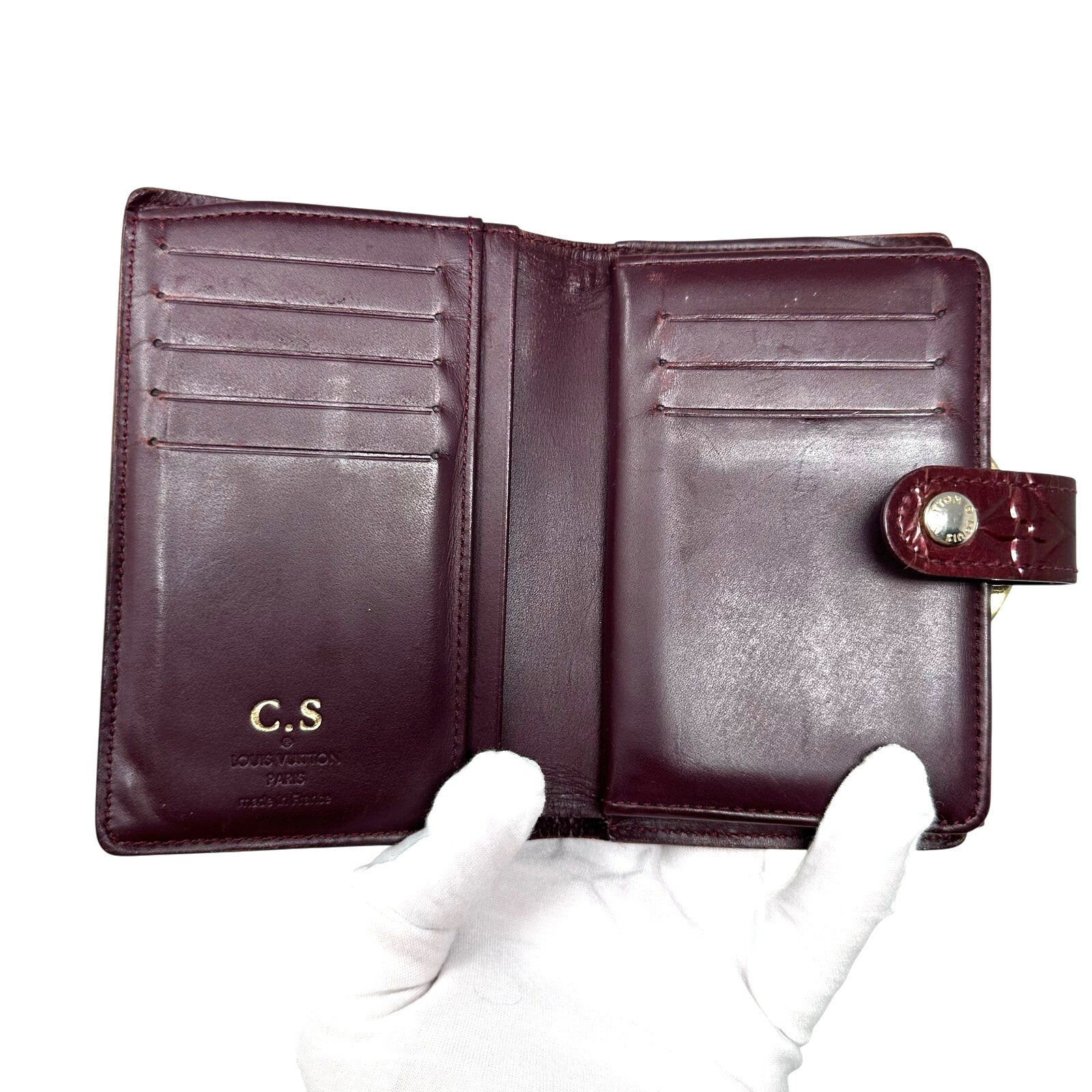 Louis Vuitton LV Vernis Monogram Kisslock Wallet Burgundy