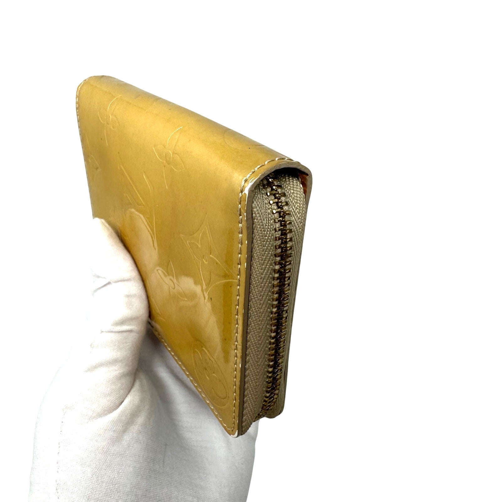 Louis Vuitton LV Monogram Vernis Zippy Coin Purse Wallet Yellow