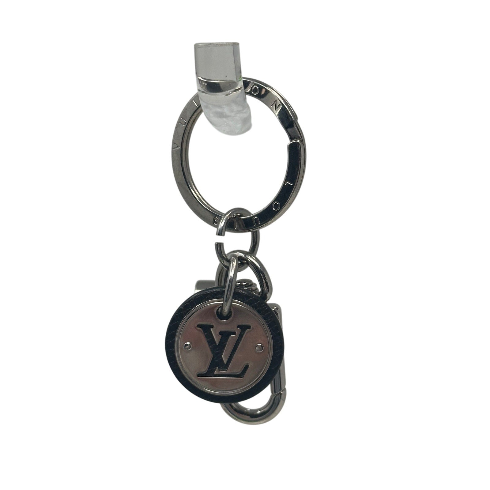 Louis Vuitton LV Cut Circle Key Ring Holder Black Silver