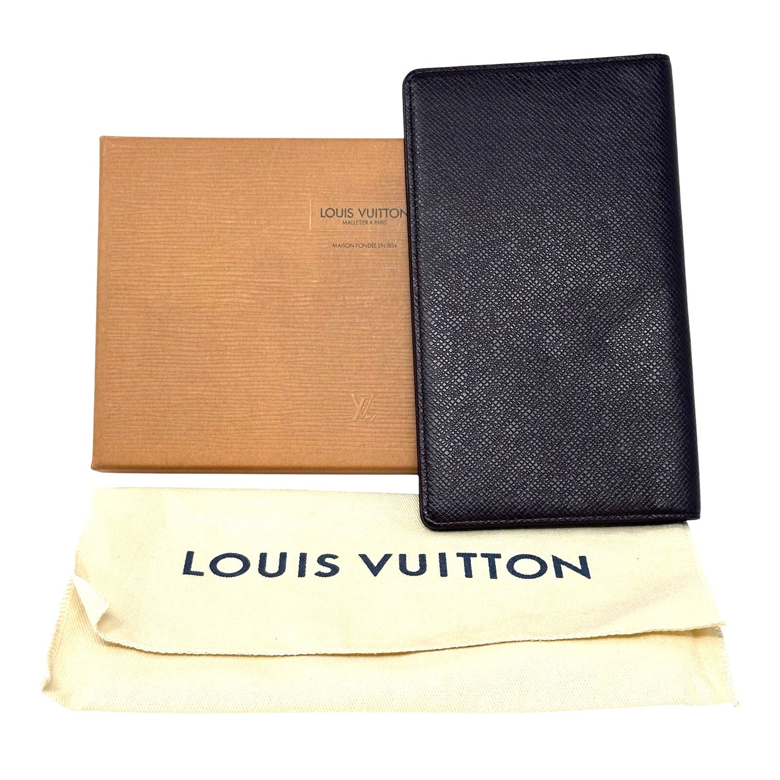 Louis Vuitton LV Taiga Leather Porte-Valeurs Cartes Crédit Vertical Wallet Burgundy Full Inclusion