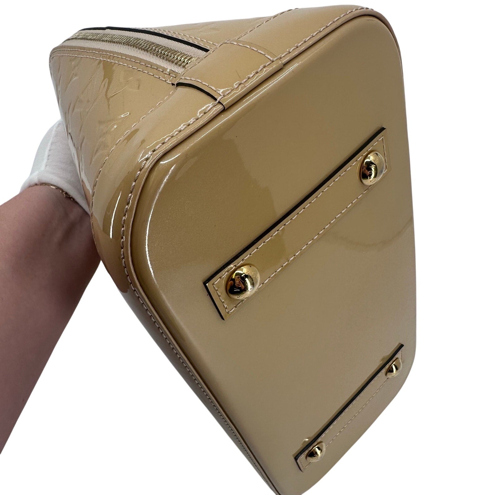 Louis Vuitton LV Monogram Vernis Alma PM Yellow Gold Full Set