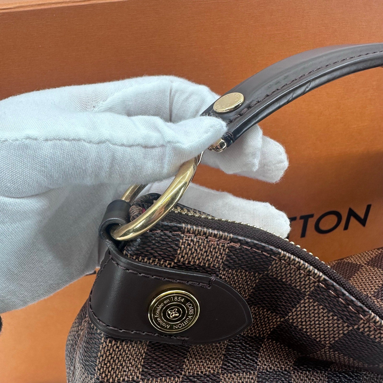 Louis Vuitton LV Damier Ebene Duomo Hobo Shoulder Bag Full Inclusion