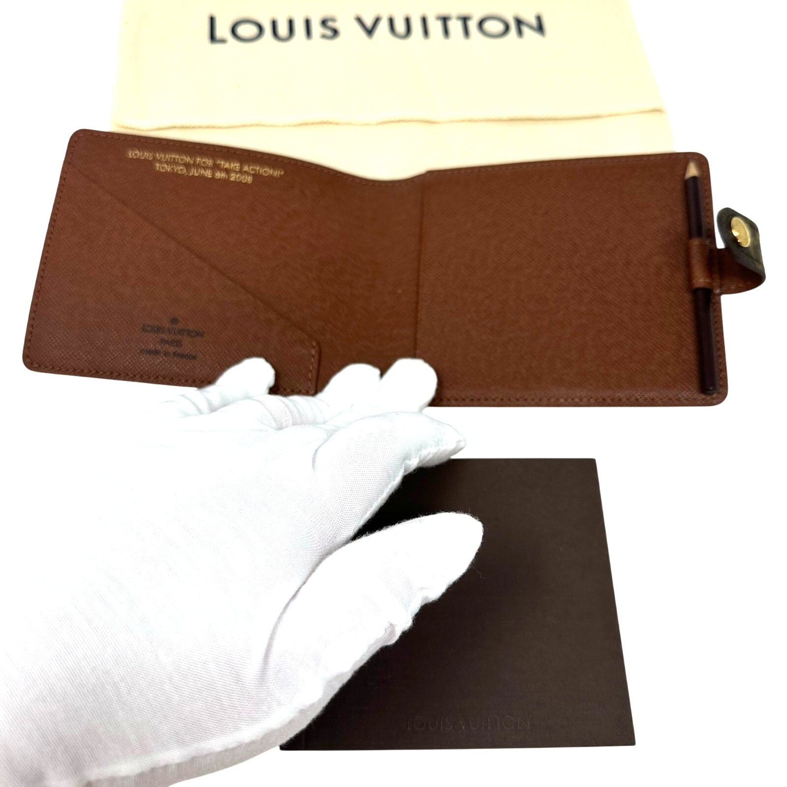 Louis Vuitton LV Monogram “Take Action For Tokyo” 2008 Limited Edition Mini Notebook & Pencil